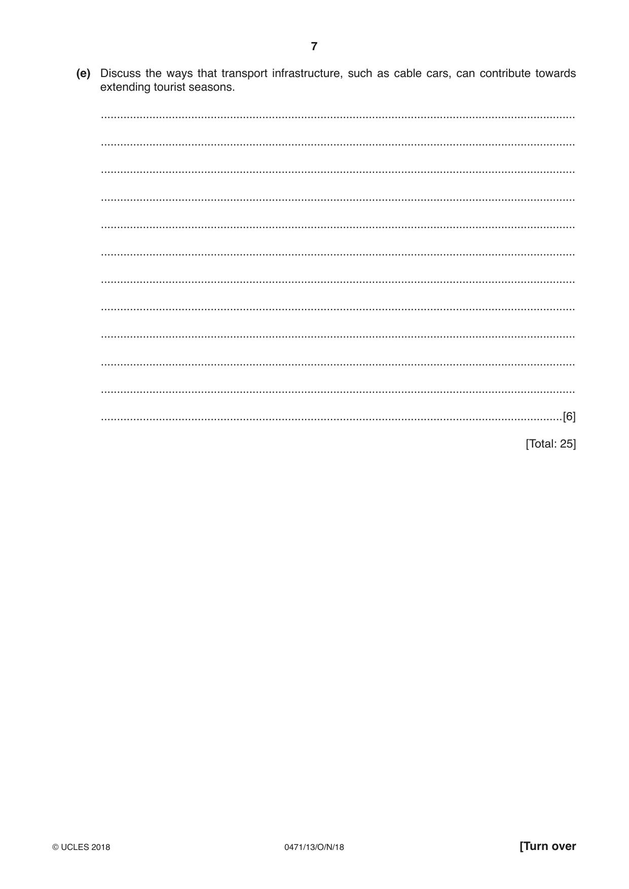 Cambridge IGCSE Travel and Tourism 0471 2018 Oct/Nov Paper 1 · Variant 3 question paper, page 7 of 12