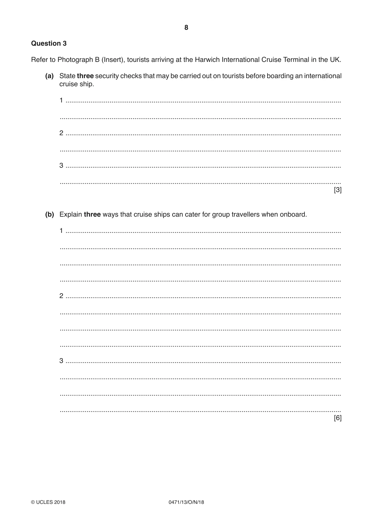 Cambridge IGCSE Travel and Tourism 0471 2018 Oct/Nov Paper 1 · Variant 3 question paper, page 8 of 12