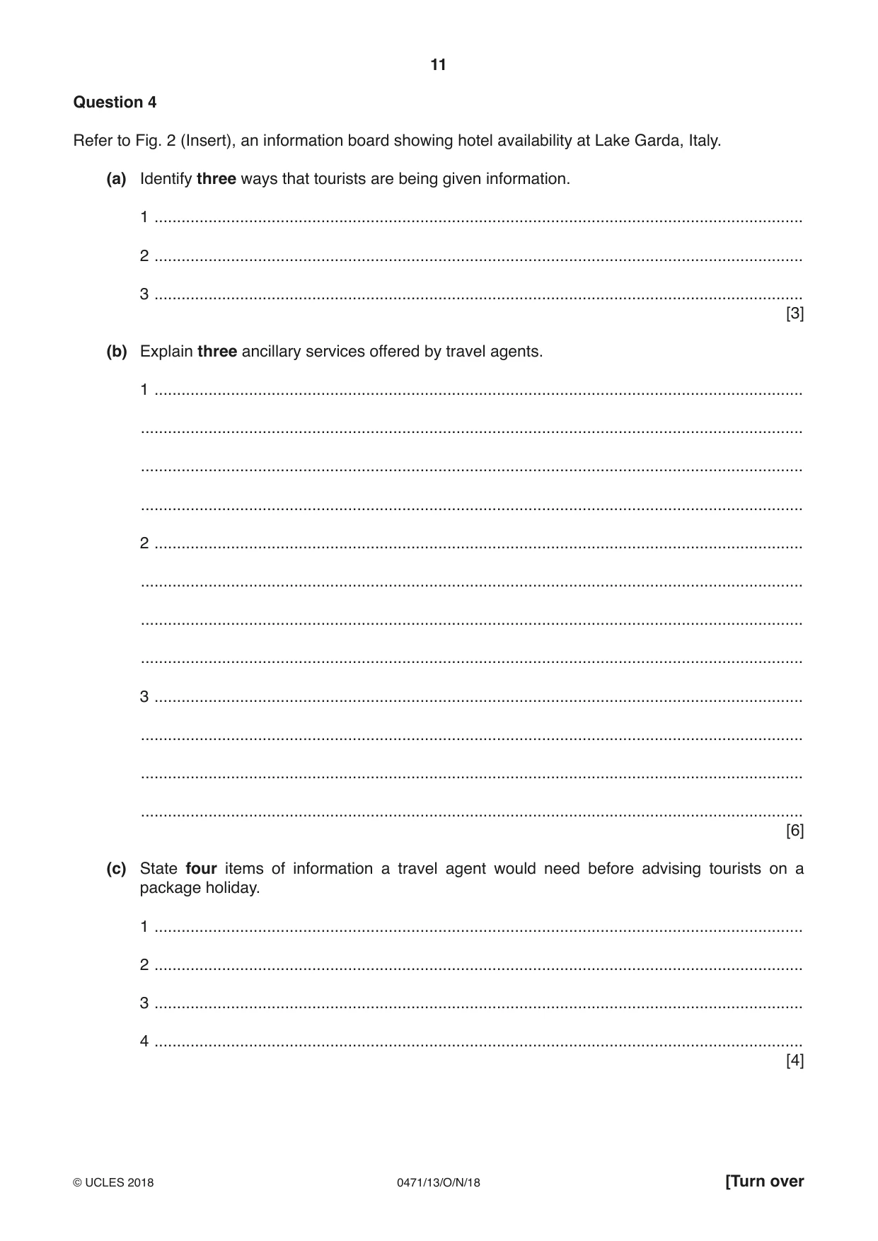 Cambridge IGCSE Travel and Tourism 0471 2018 Oct/Nov Paper 1 · Variant 3 question paper, page 11 of 12