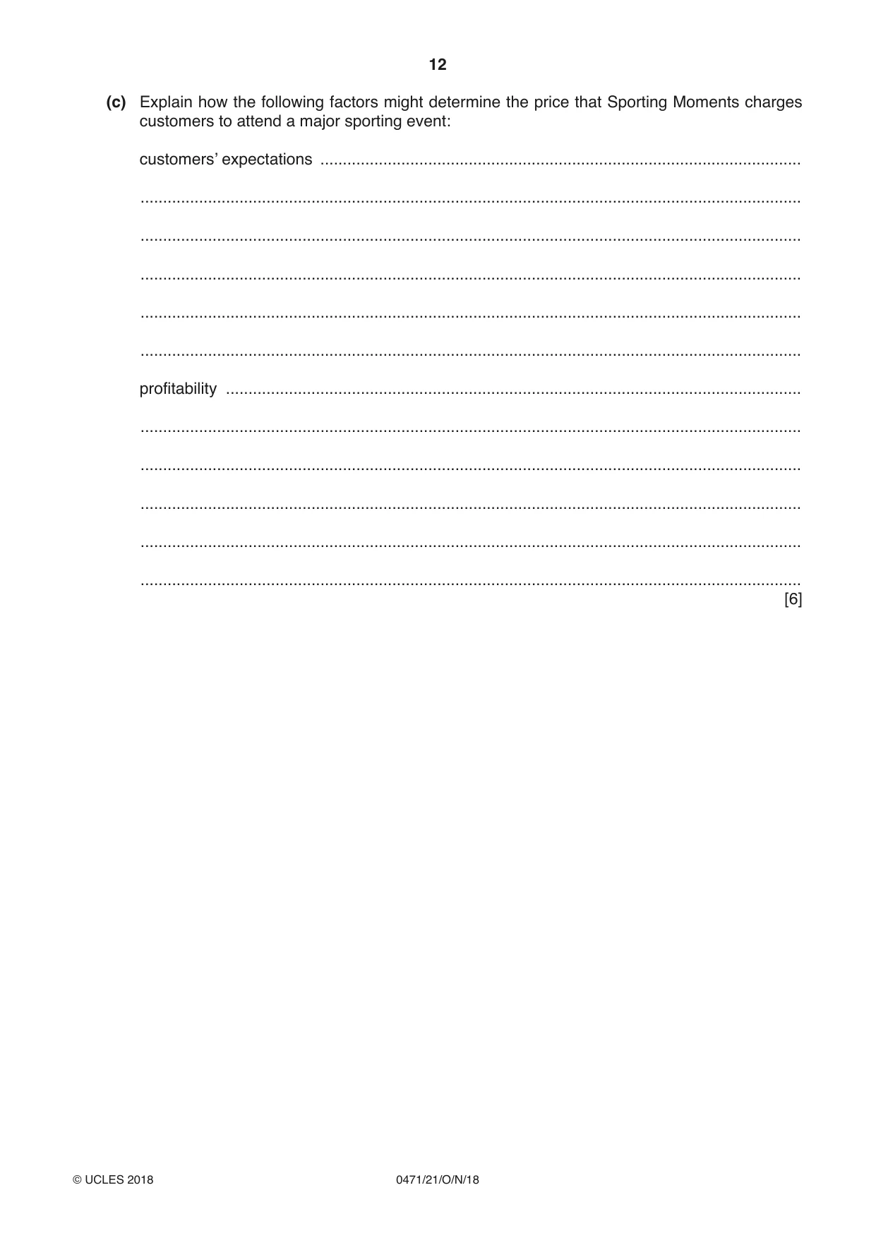 Cambridge IGCSE Travel and Tourism 0471 2018 Oct/Nov Paper 2 · Variant 1 question paper, page 12 of 16