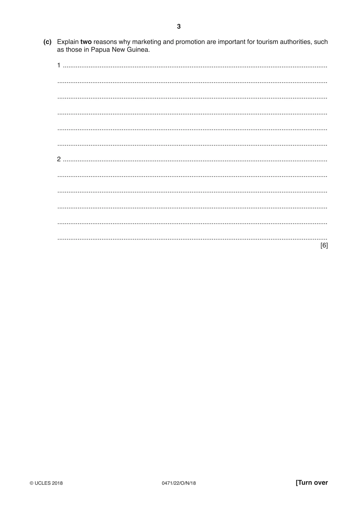 Cambridge IGCSE Travel and Tourism 0471 2018 Oct/Nov Paper 2 · Variant 2 question paper, page 3 of 16