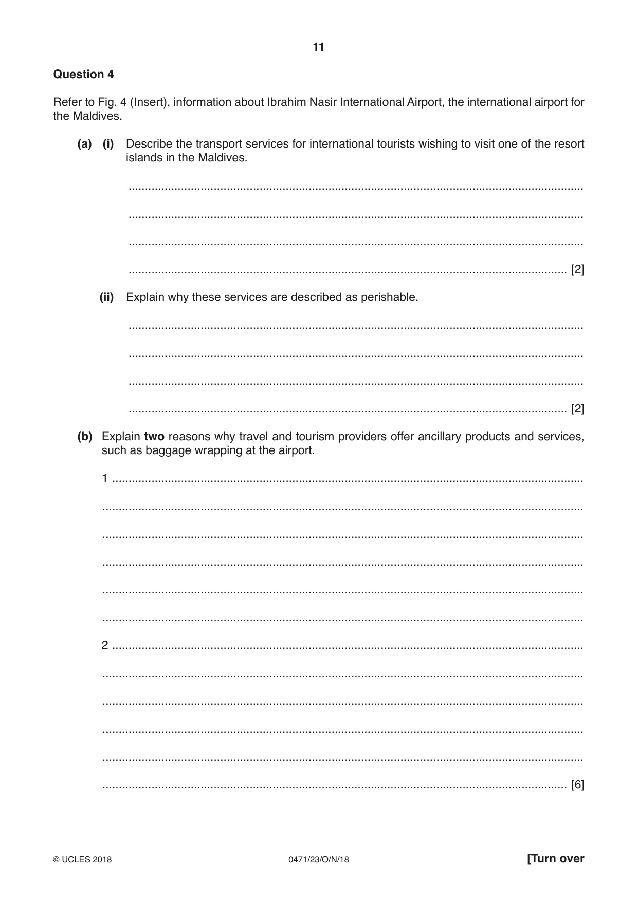Cambridge IGCSE Travel and Tourism 0471 2018 Oct/Nov Paper 2 · Variant 3 question paper, page 11 of 16