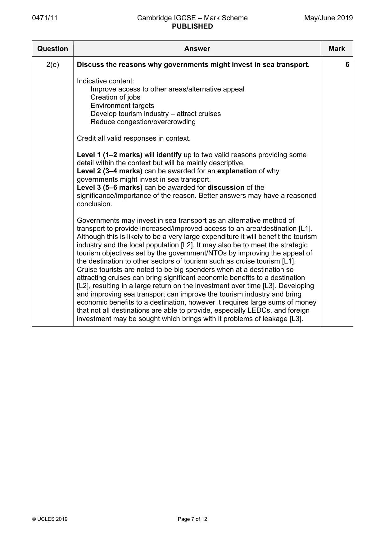 Mark scheme, page 7 of 12