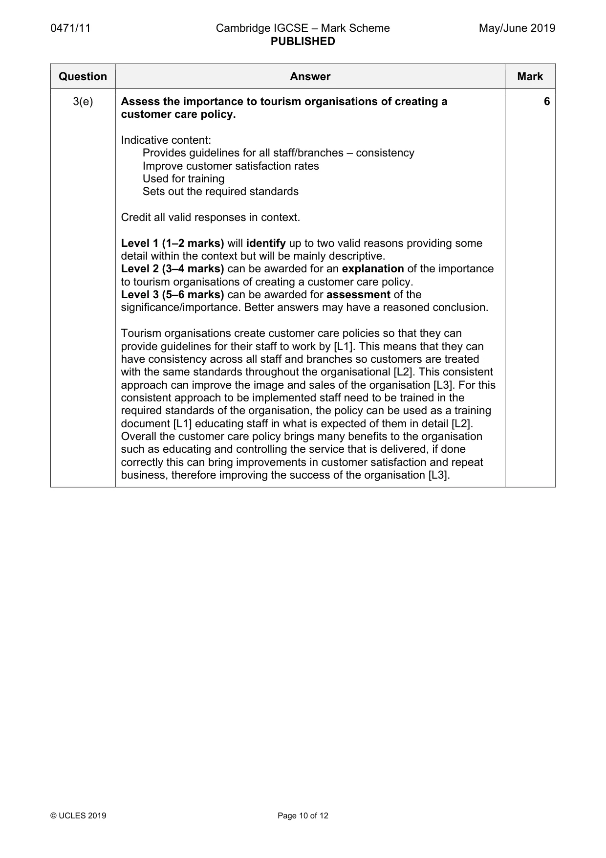 Mark scheme, page 10 of 12