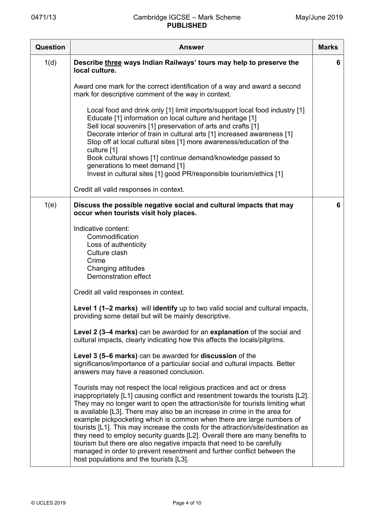Mark scheme, page 4 of 10