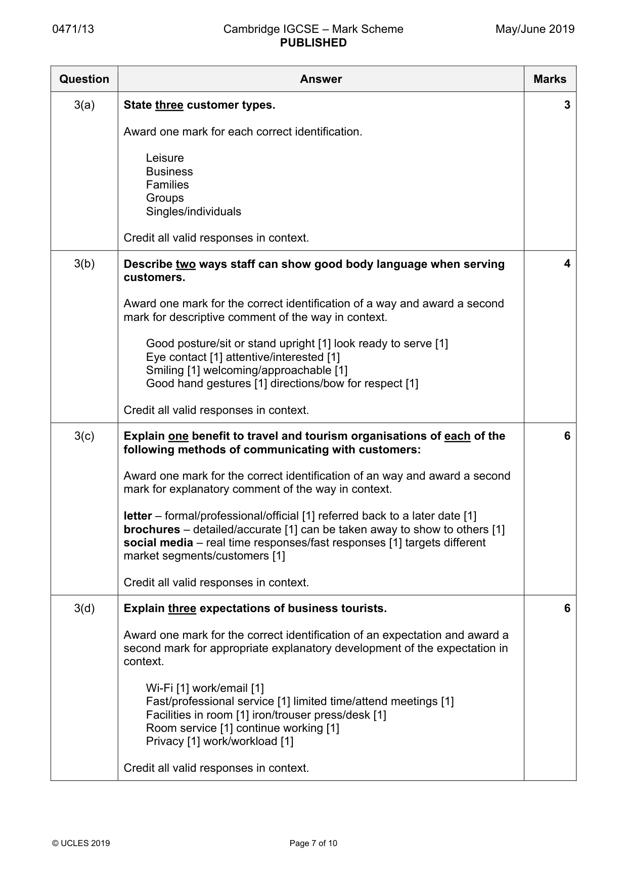 Mark scheme, page 7 of 10