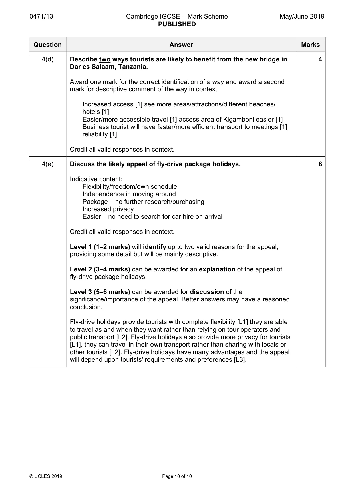 Mark scheme, page 10 of 10