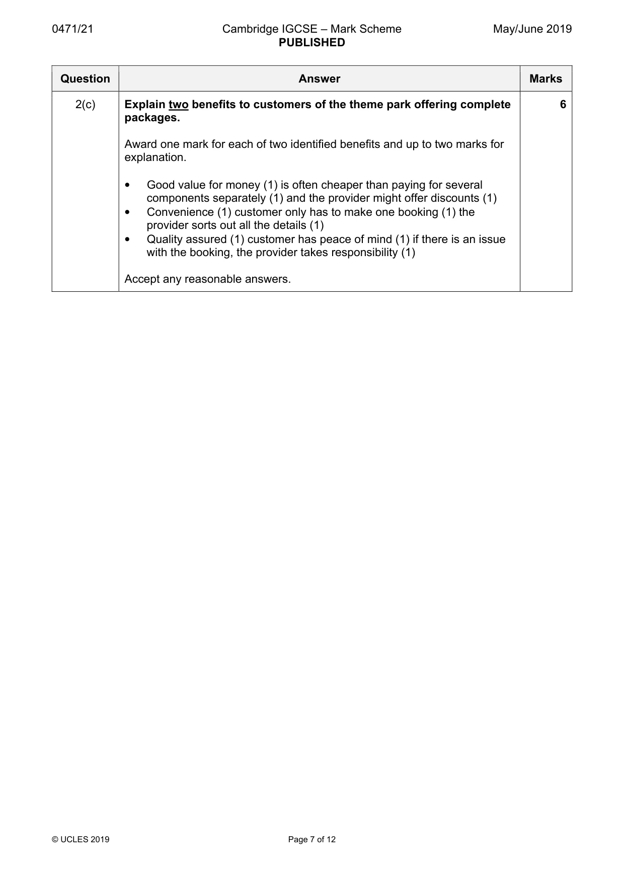 Mark scheme, page 7 of 12