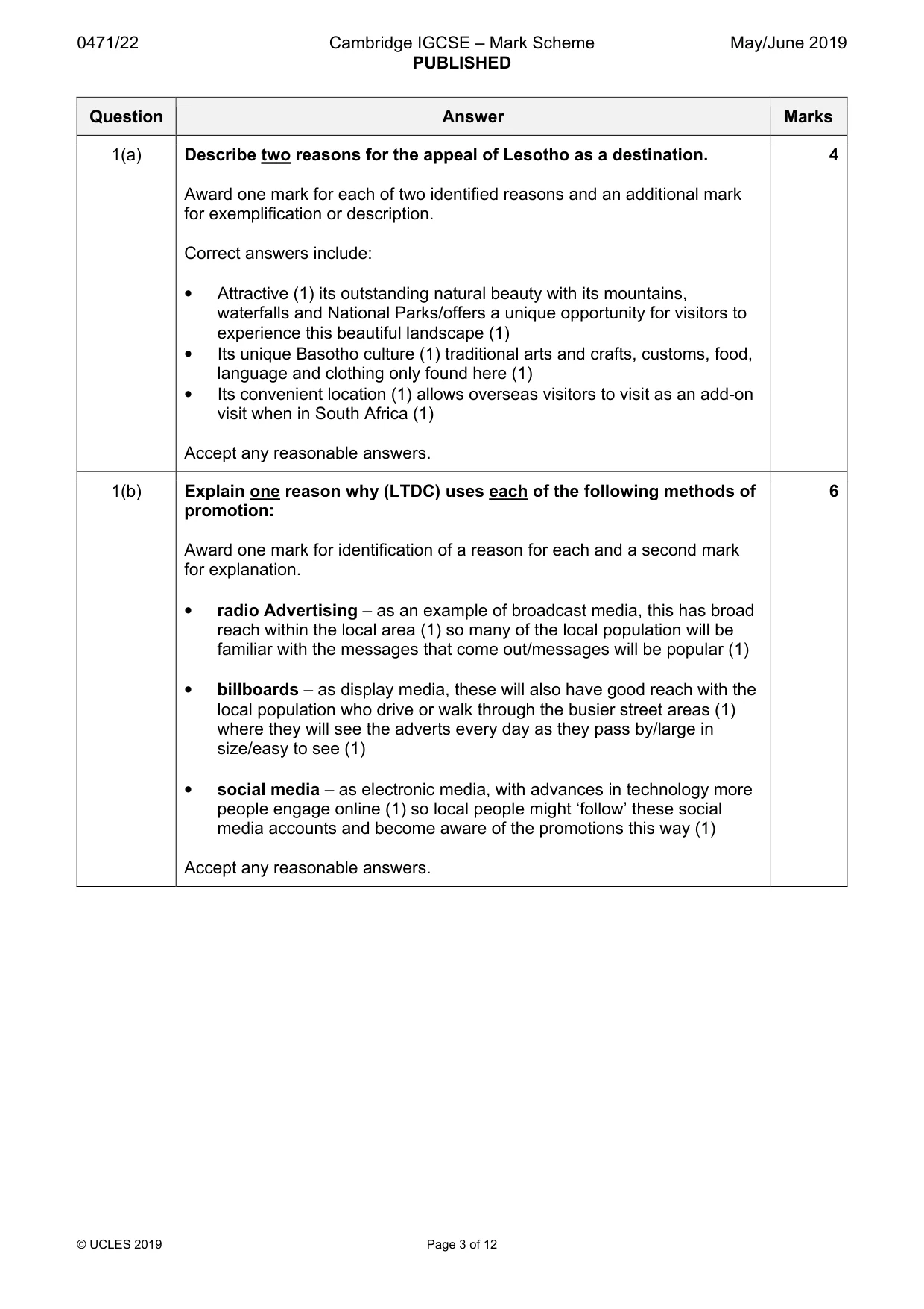 Mark scheme, page 3 of 12