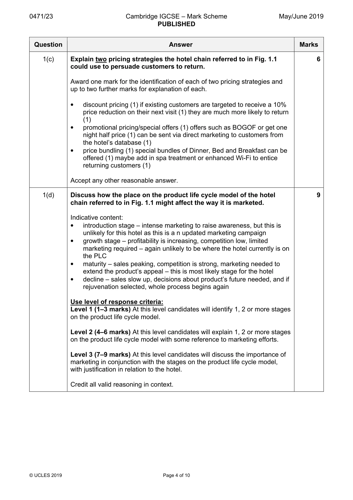 Mark scheme, page 4 of 10