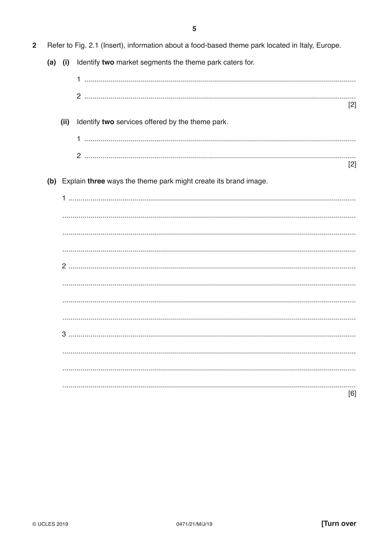 Cambridge IGCSE Travel and Tourism 0471 2019 May/June Paper 2 · Variant 1 question paper, page 5 of 16