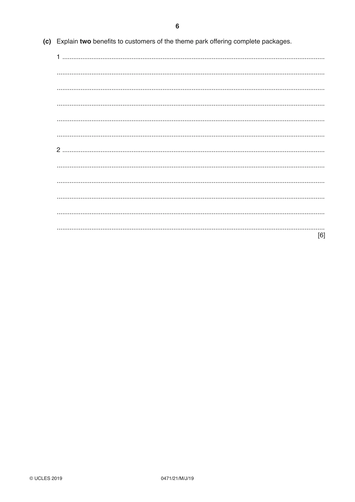 Cambridge IGCSE Travel and Tourism 0471 2019 May/June Paper 2 · Variant 1 question paper, page 6 of 16