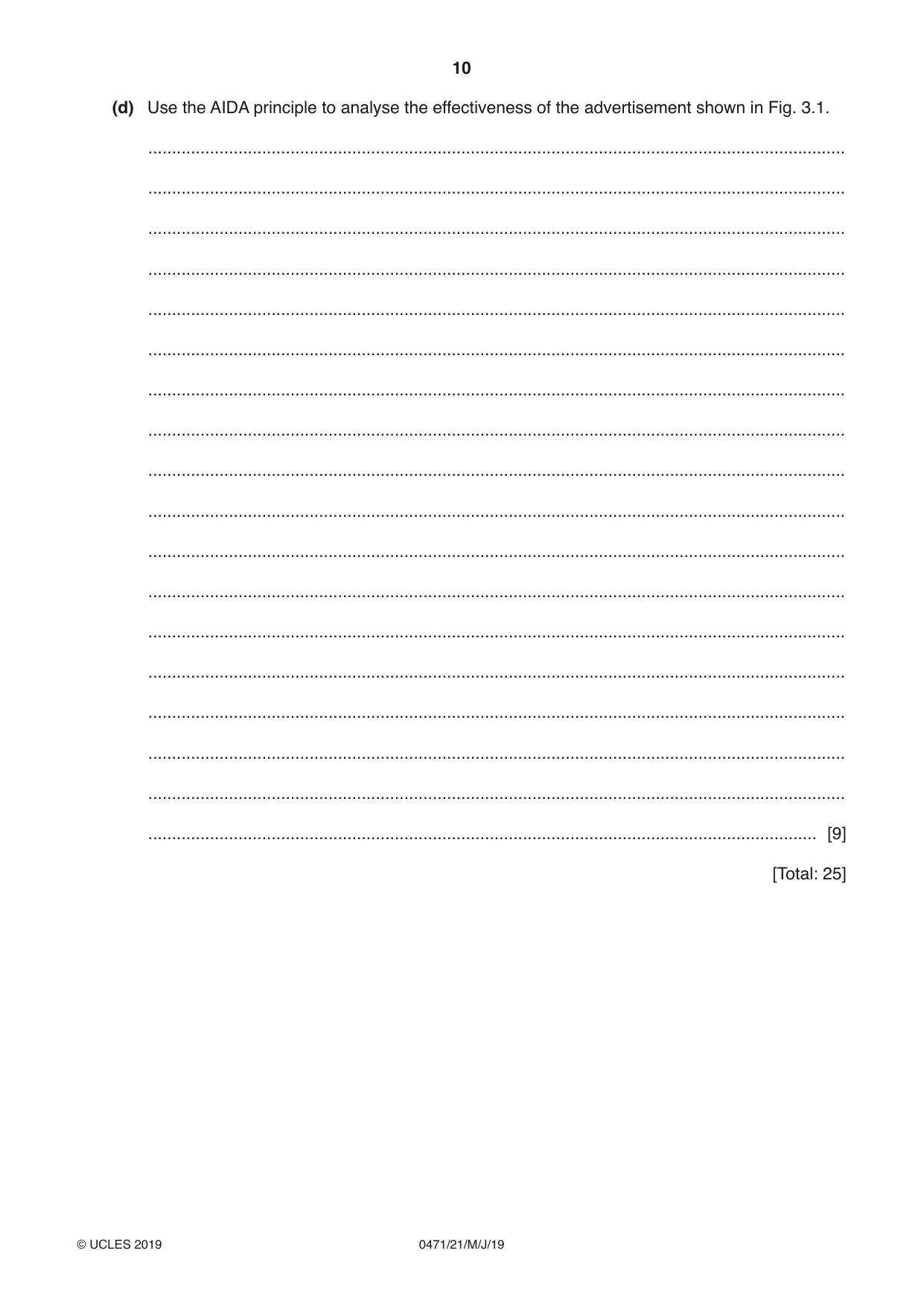 Cambridge IGCSE Travel and Tourism 0471 2019 May/June Paper 2 · Variant 1 question paper, page 10 of 16