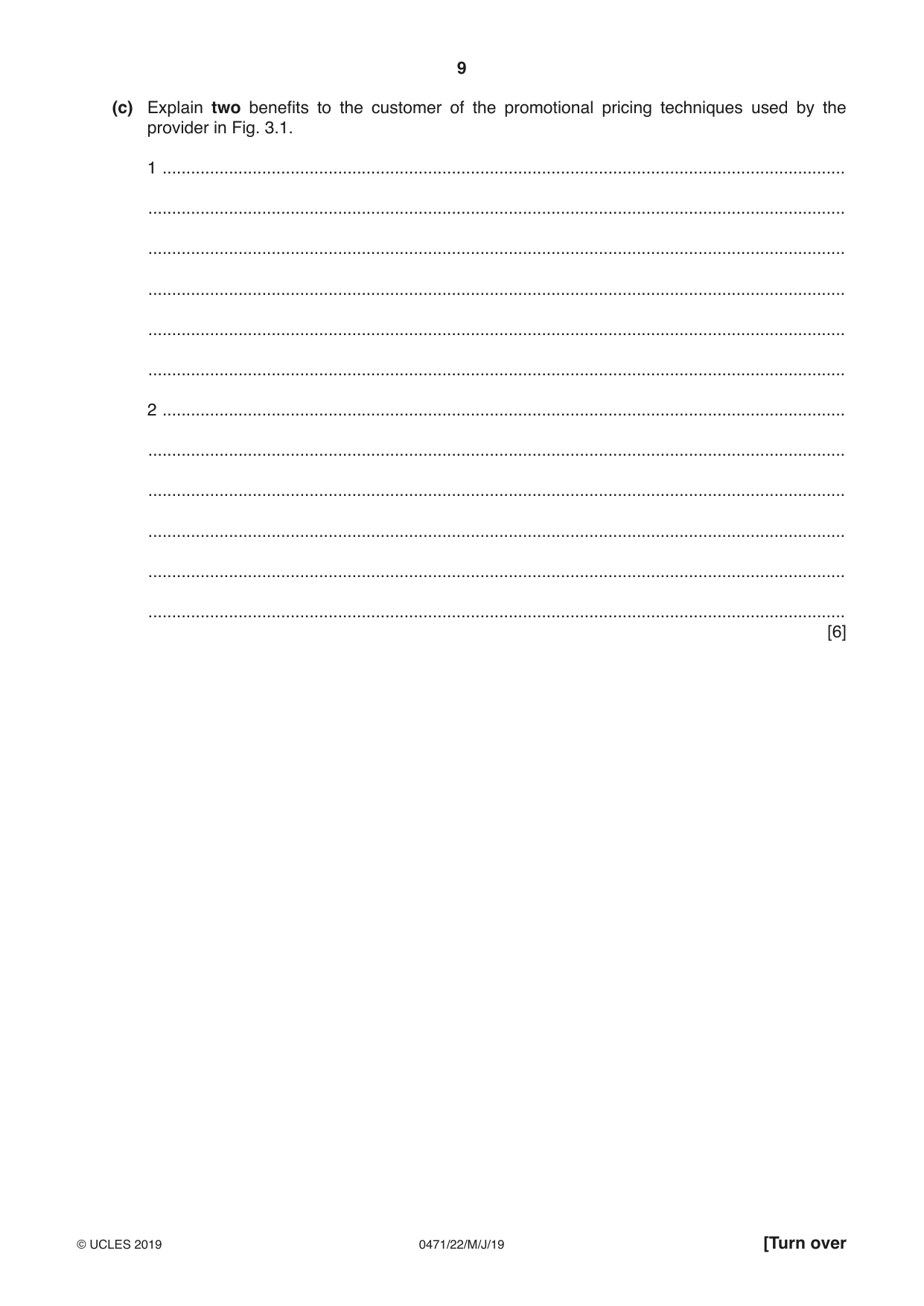 Cambridge IGCSE Travel and Tourism 0471 2019 May/June Paper 2 · Variant 2 question paper, page 9 of 16