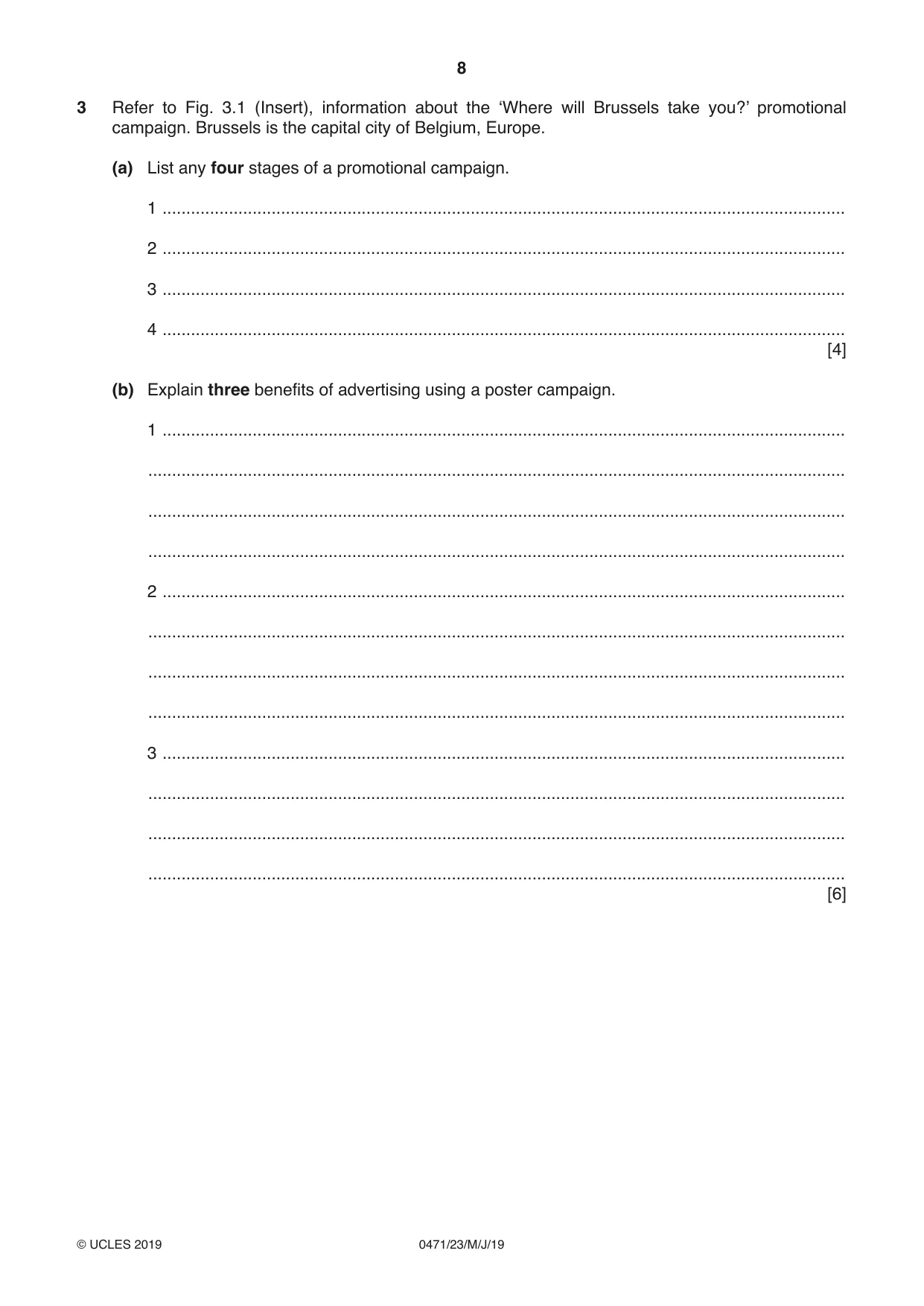 Cambridge IGCSE Travel and Tourism 0471 2019 May/June Paper 2 · Variant 3 question paper, page 8 of 16