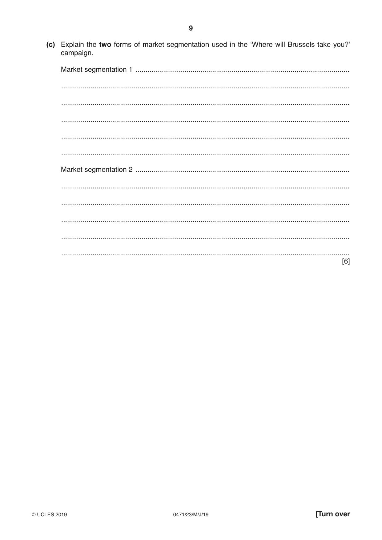 Cambridge IGCSE Travel and Tourism 0471 2019 May/June Paper 2 · Variant 3 question paper, page 9 of 16
