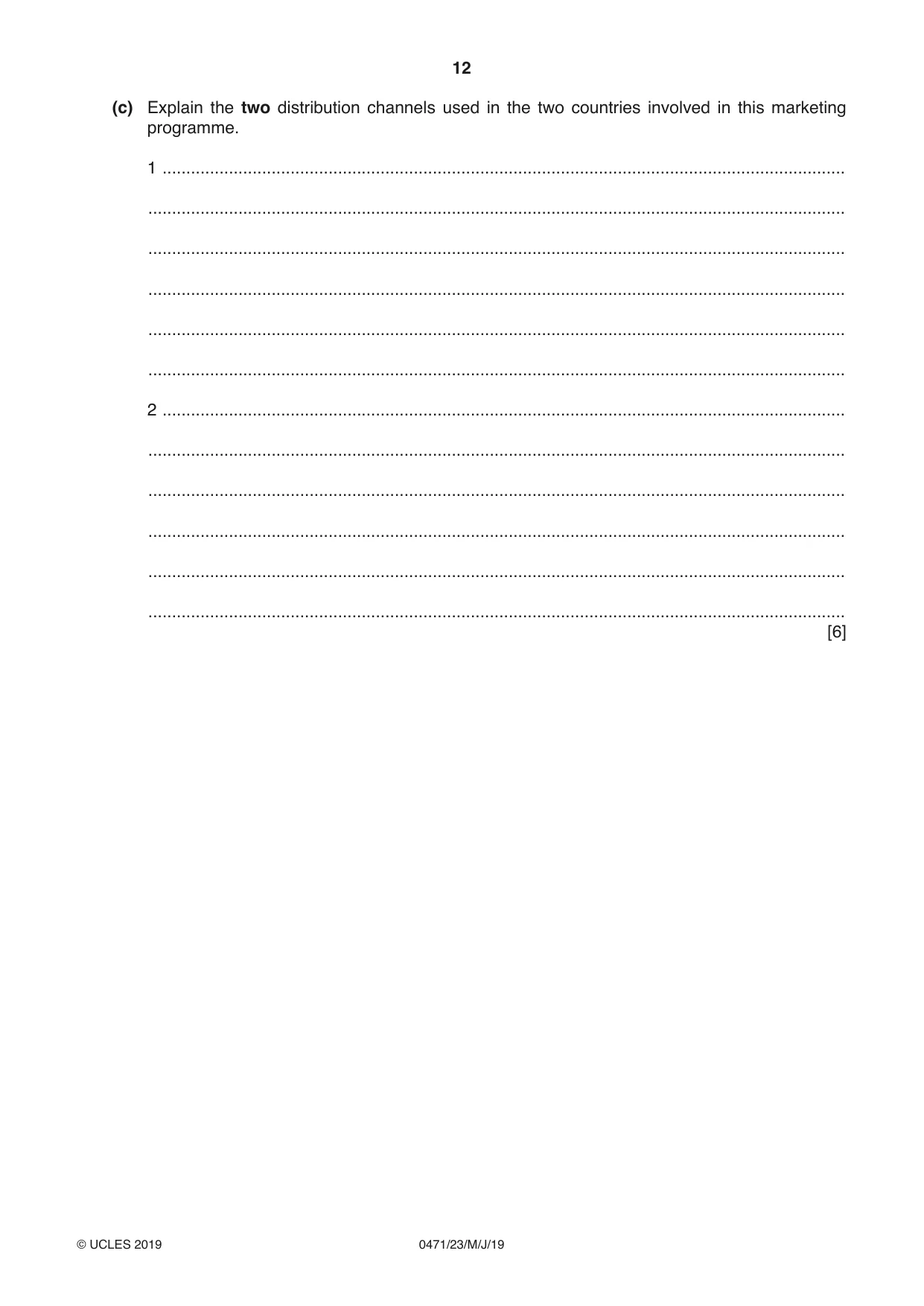 Cambridge IGCSE Travel and Tourism 0471 2019 May/June Paper 2 · Variant 3 question paper, page 12 of 16