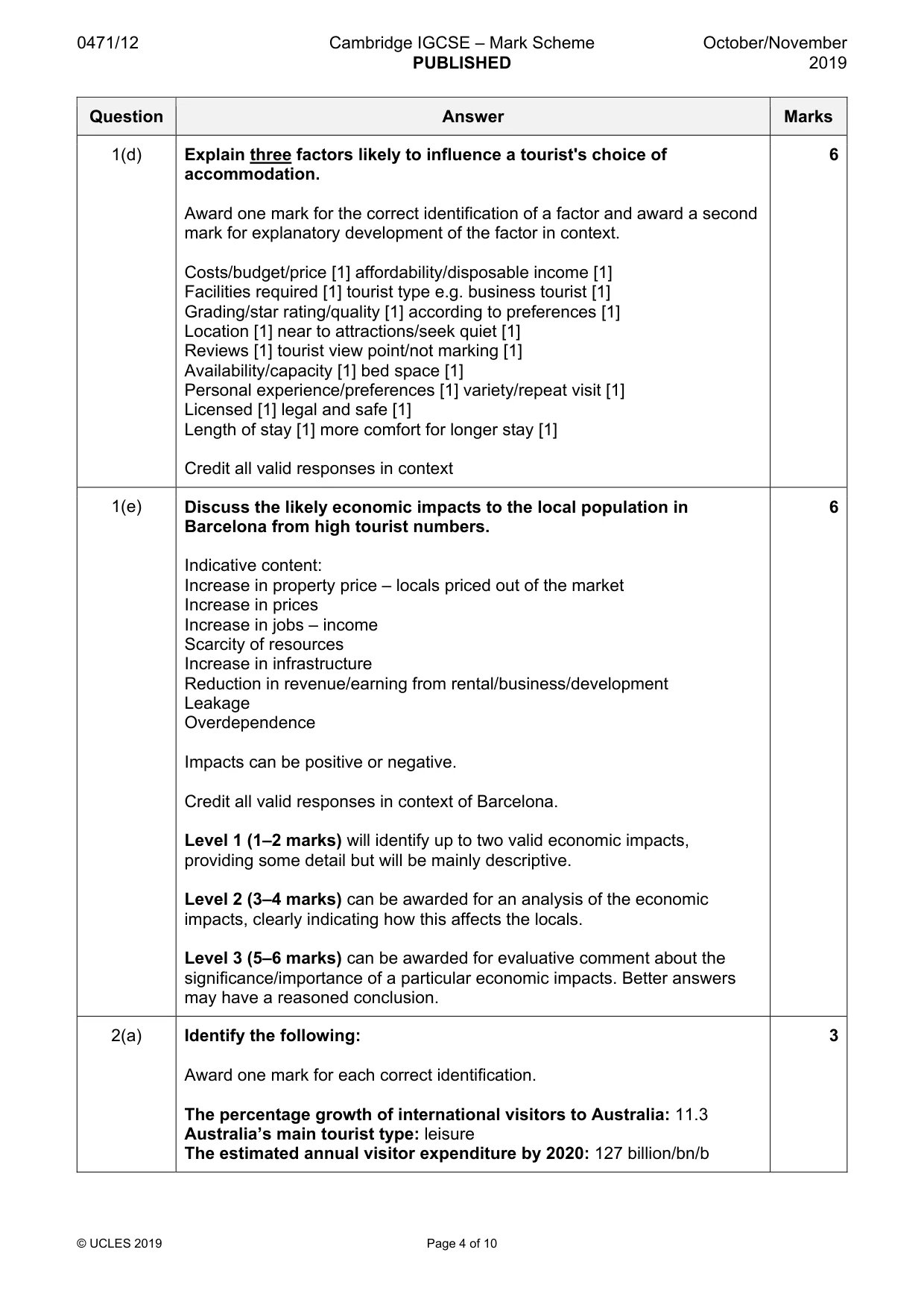 Mark scheme, page 4 of 10