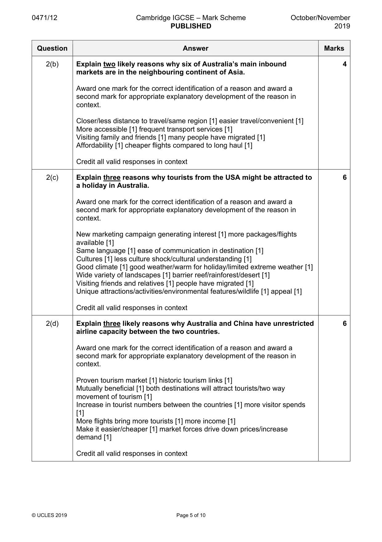 Mark scheme, page 5 of 10