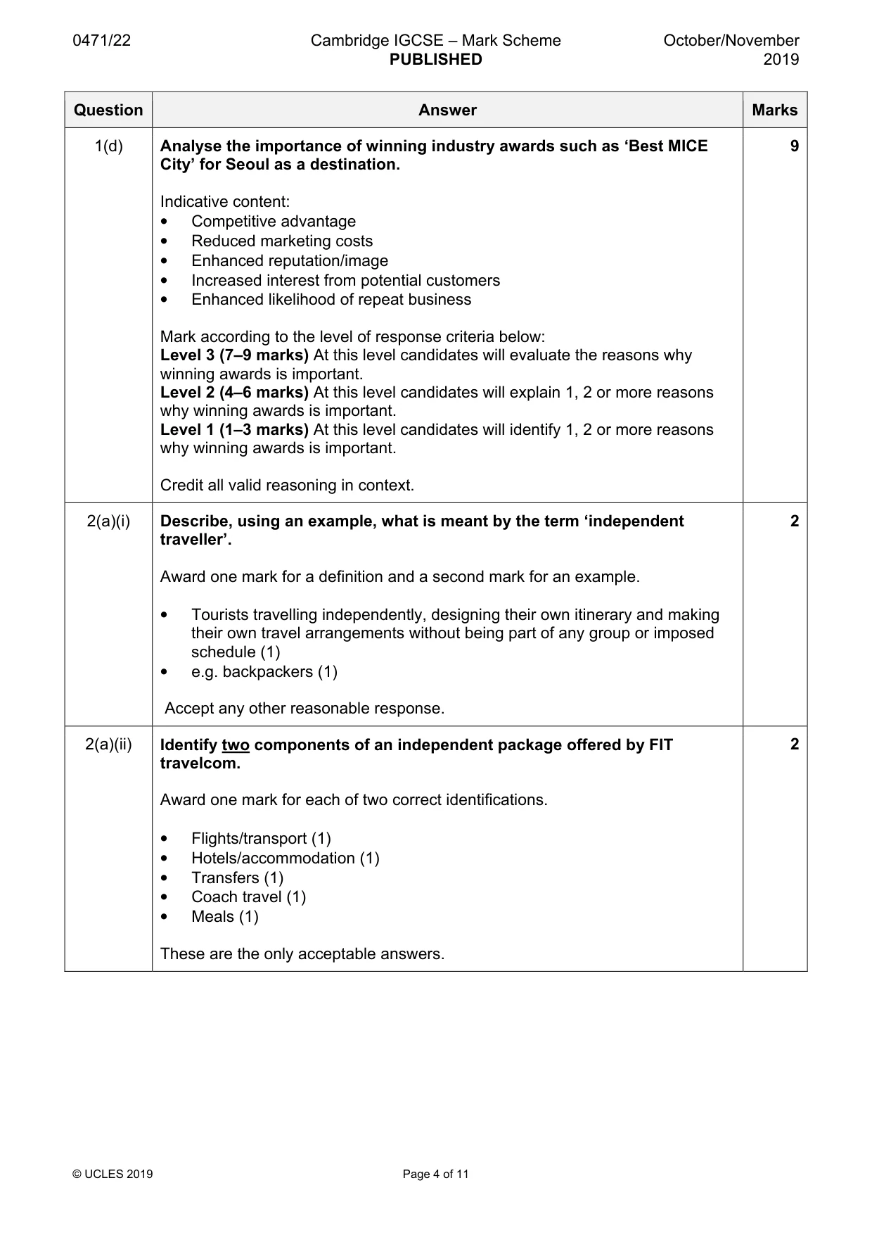 Mark scheme, page 4 of 11