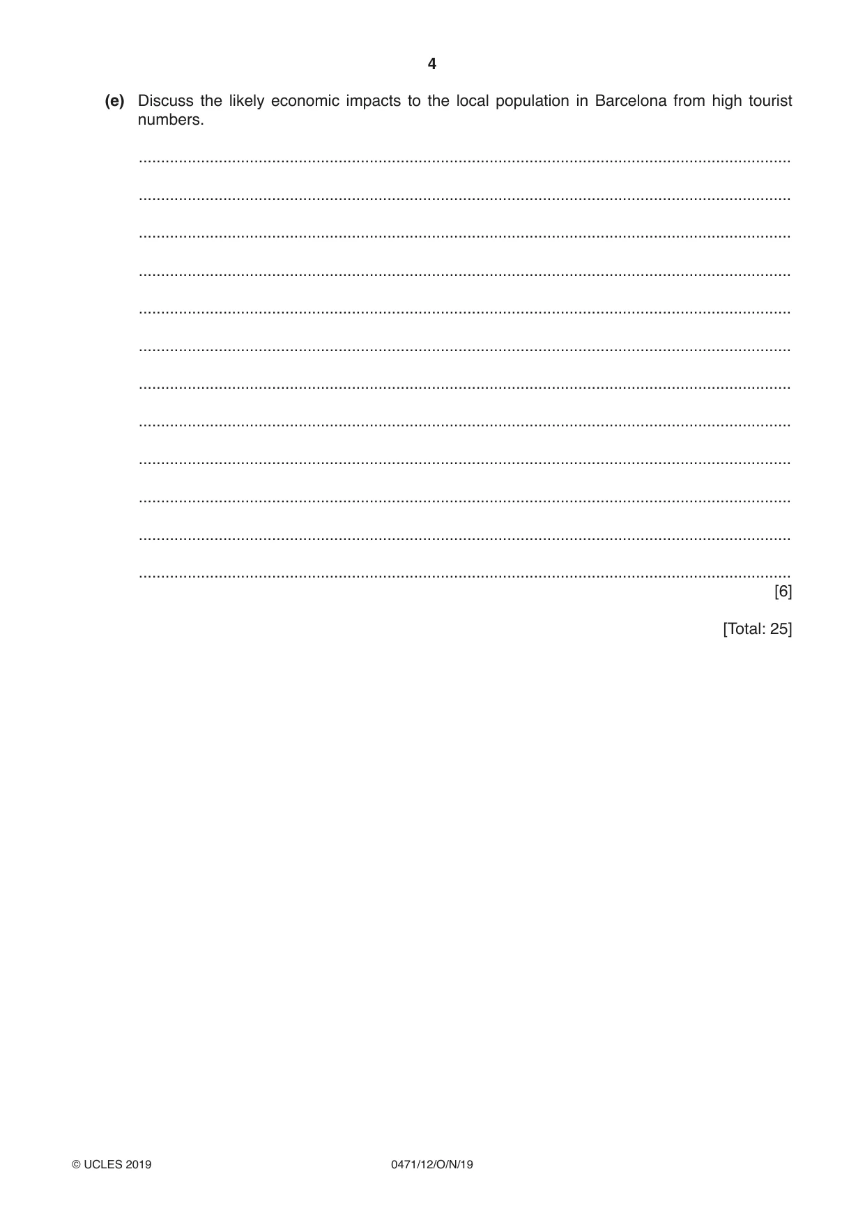 Cambridge IGCSE Travel and Tourism 0471 2019 Oct/Nov Paper 1 · Variant 2 question paper, page 4 of 12