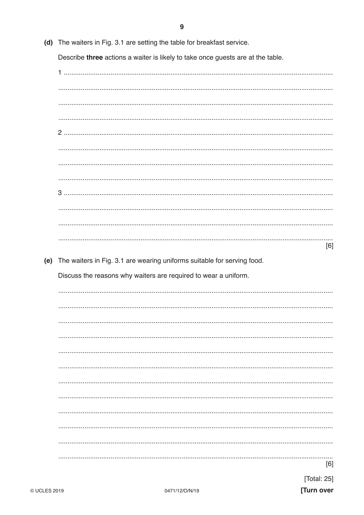 Cambridge IGCSE Travel and Tourism 0471 2019 Oct/Nov Paper 1 · Variant 2 question paper, page 9 of 12