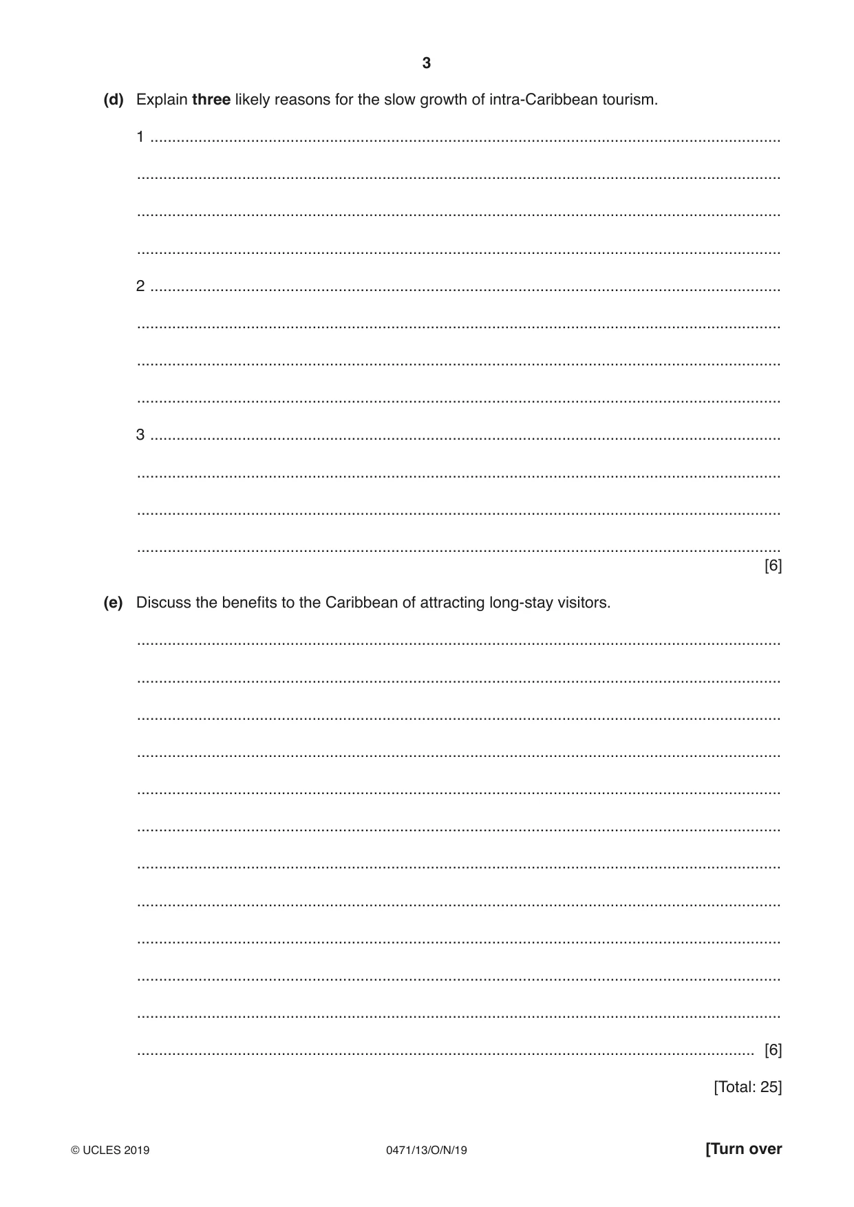 Cambridge IGCSE Travel and Tourism 0471 2019 Oct/Nov Paper 1 · Variant 3 question paper, page 3 of 12
