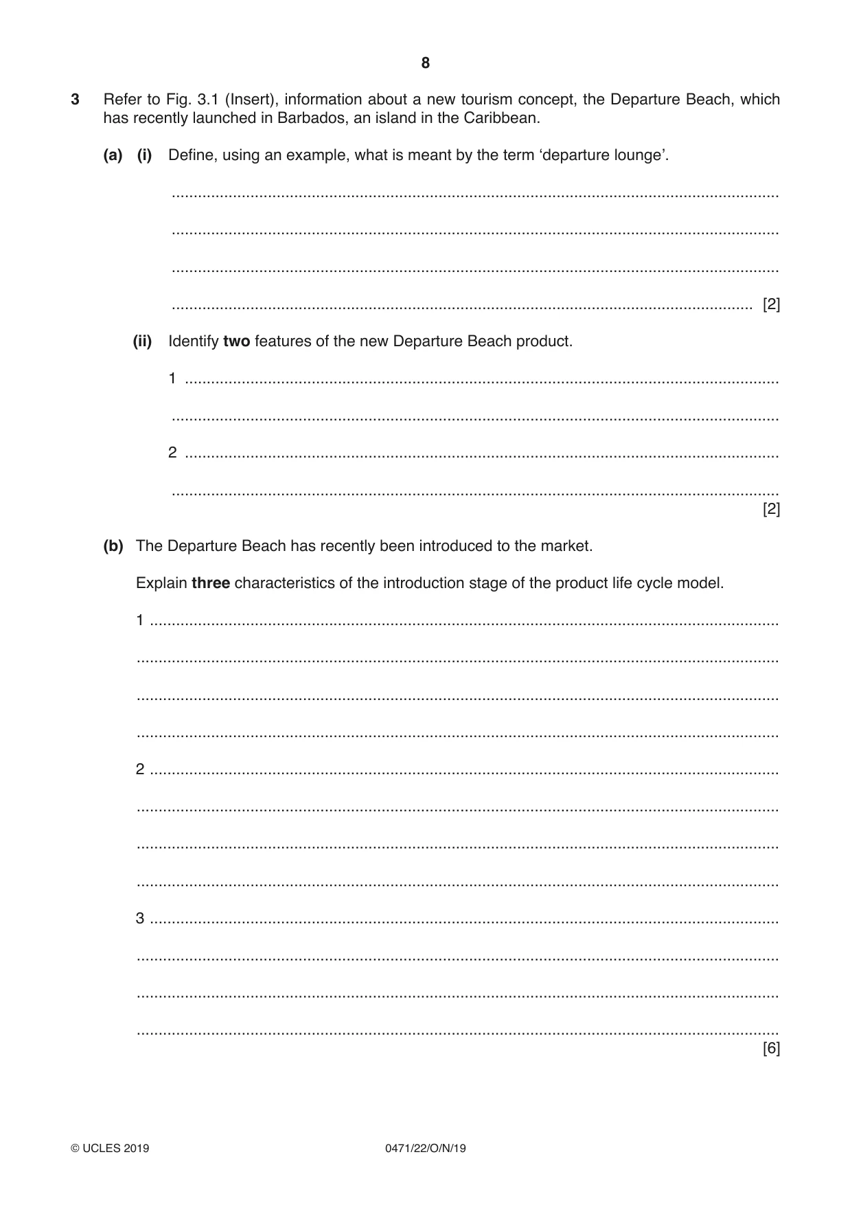 Cambridge IGCSE Travel and Tourism 0471 2019 Oct/Nov Paper 2 · Variant 2 question paper, page 8 of 16
