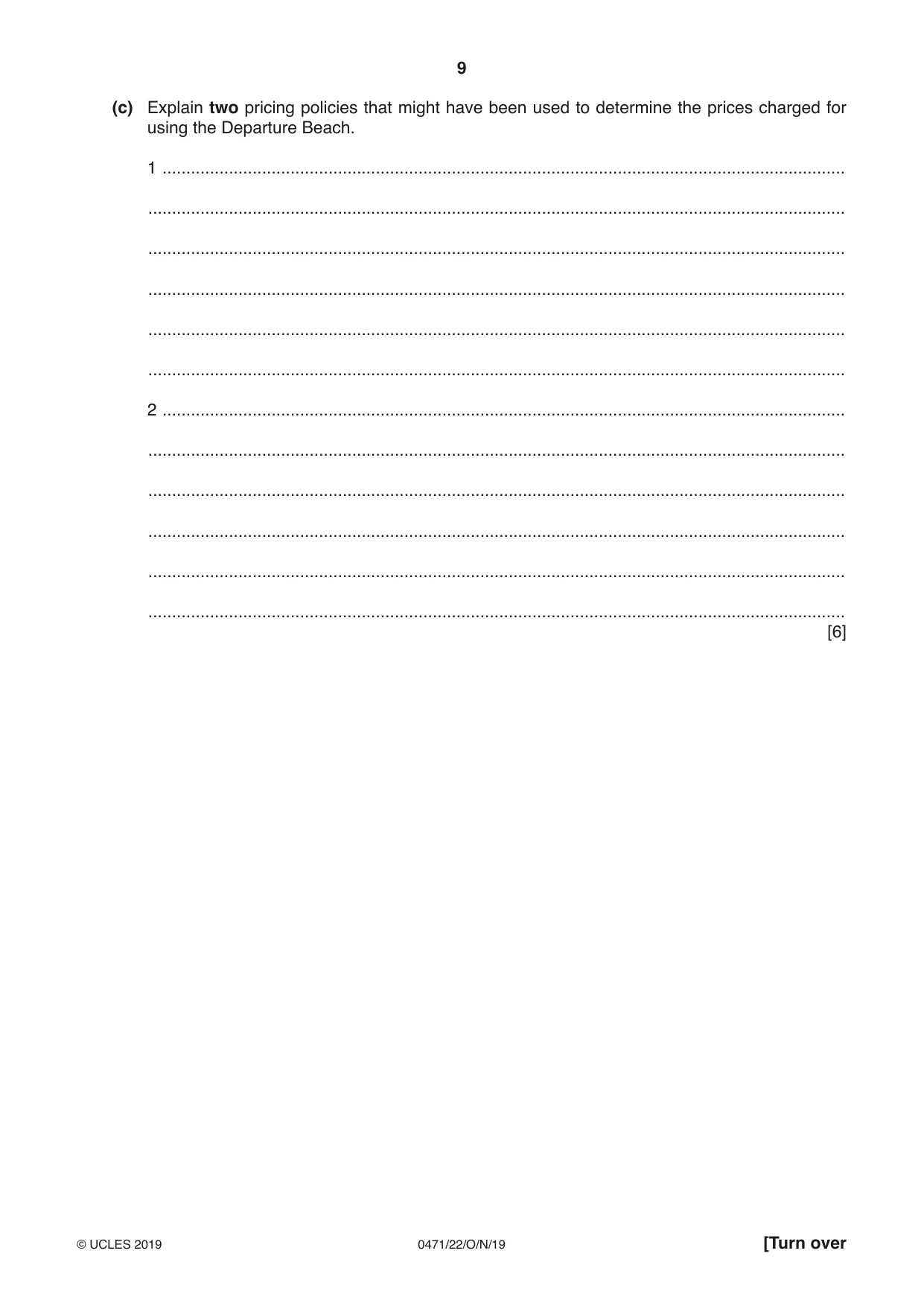 Cambridge IGCSE Travel and Tourism 0471 2019 Oct/Nov Paper 2 · Variant 2 question paper, page 9 of 16