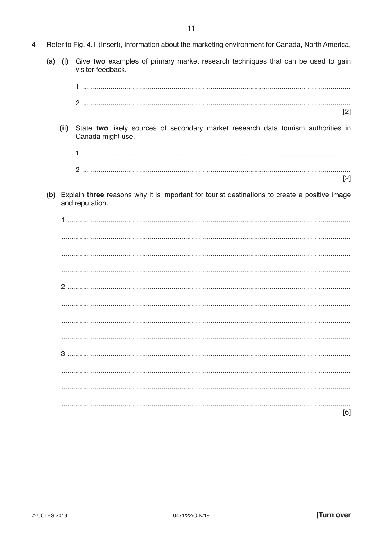 Cambridge IGCSE Travel and Tourism 0471 2019 Oct/Nov Paper 2 · Variant 2 question paper, page 11 of 16