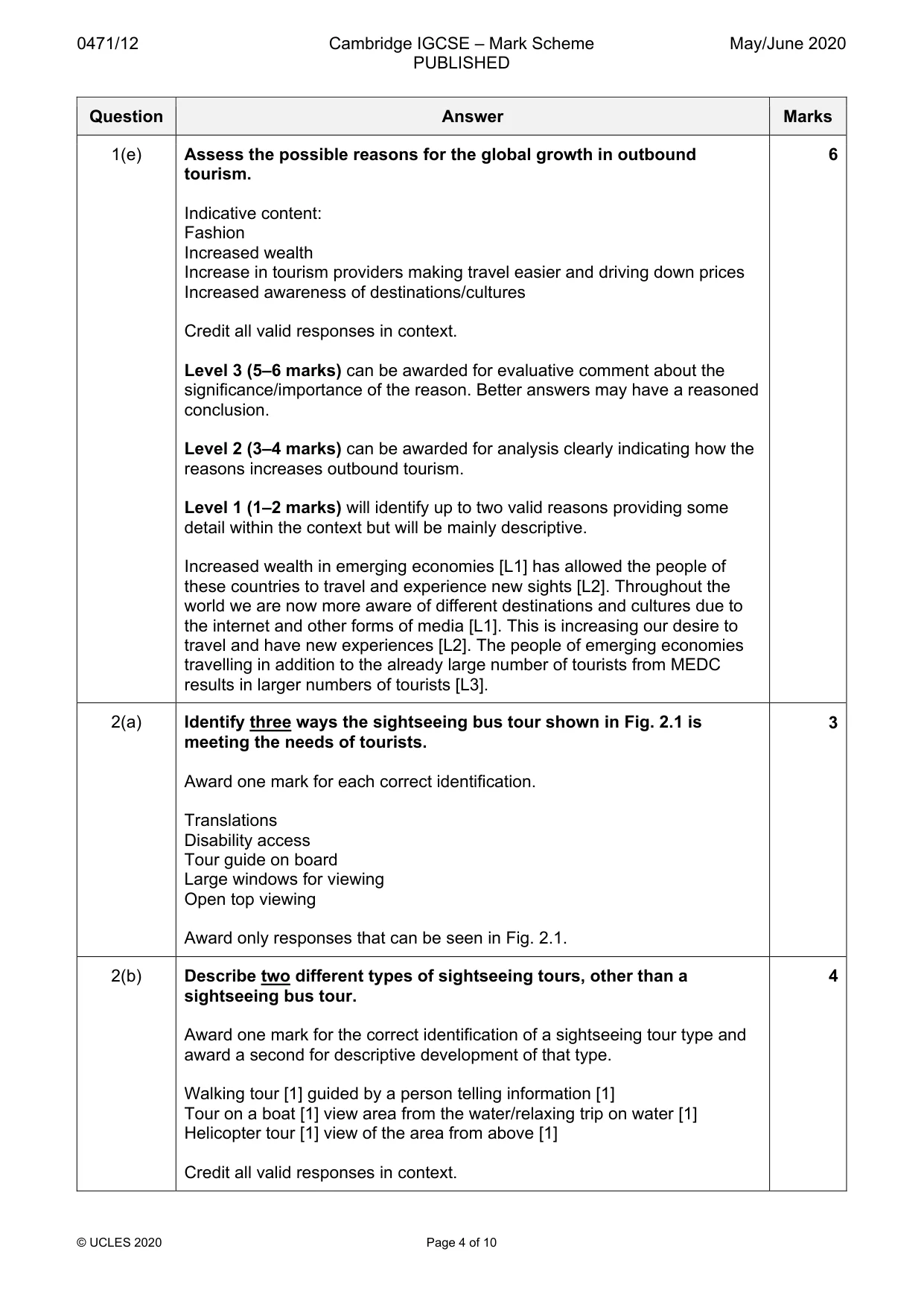 Mark scheme, page 4 of 10