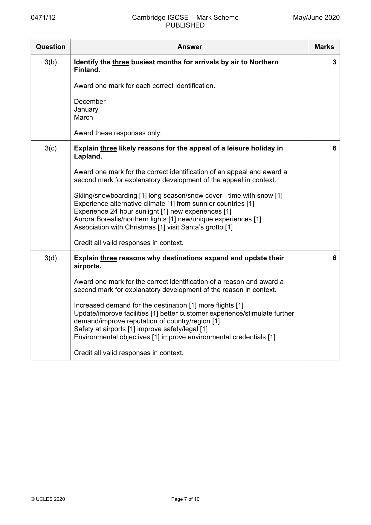 Mark scheme, page 7 of 10