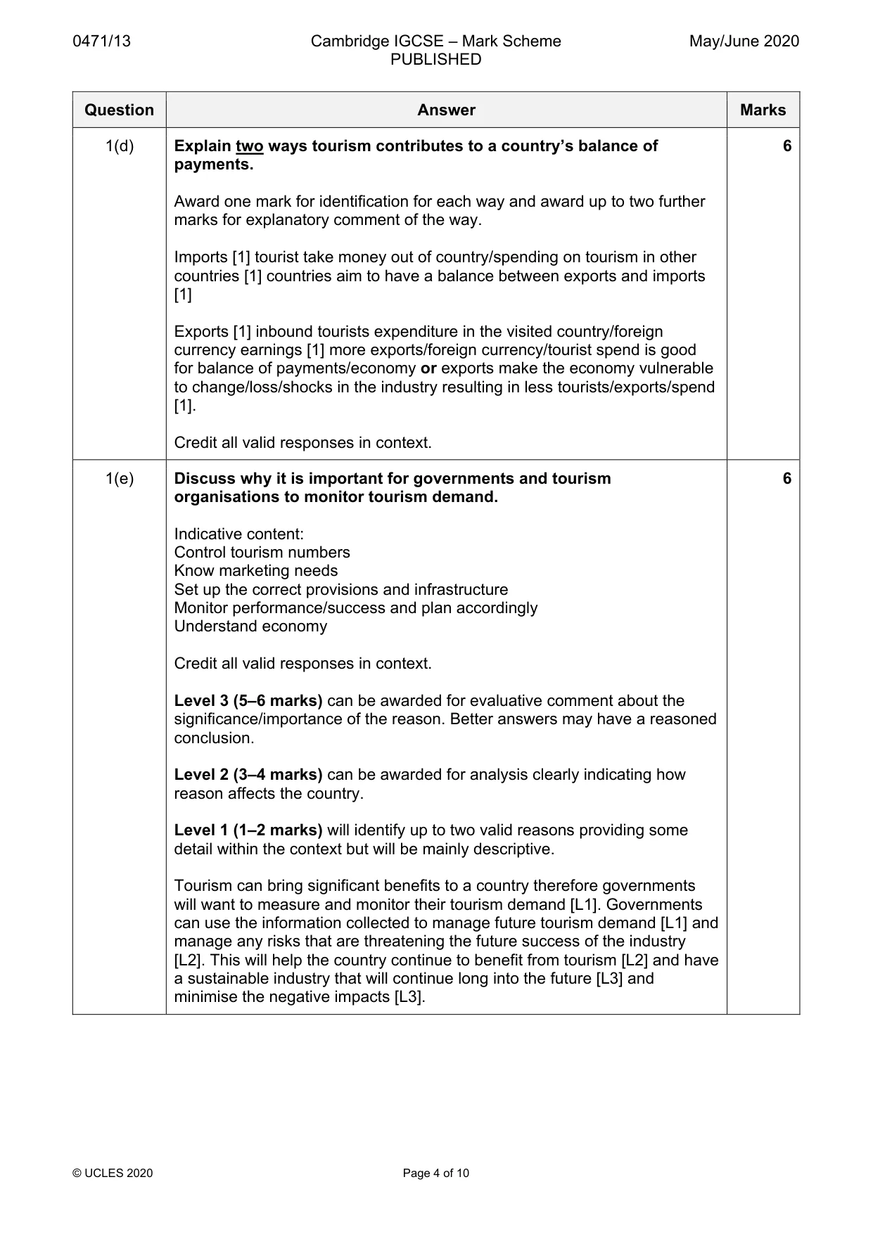Mark scheme, page 4 of 10
