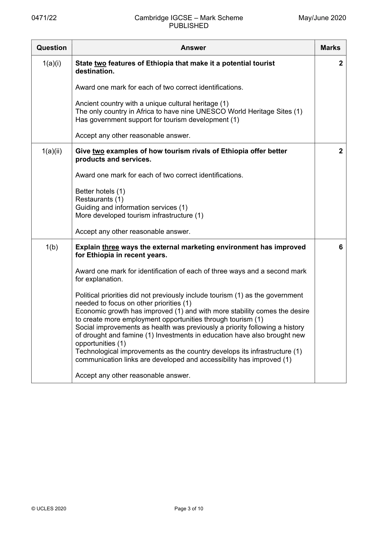 Mark scheme, page 3 of 10