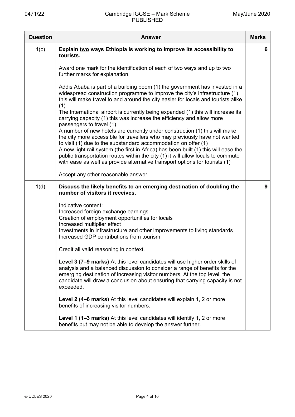 Mark scheme, page 4 of 10
