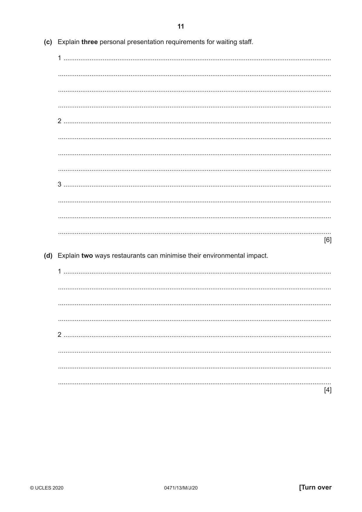 Cambridge IGCSE Travel and Tourism 0471 2020 May/June Paper 1 · Variant 3 question paper, page 11 of 12