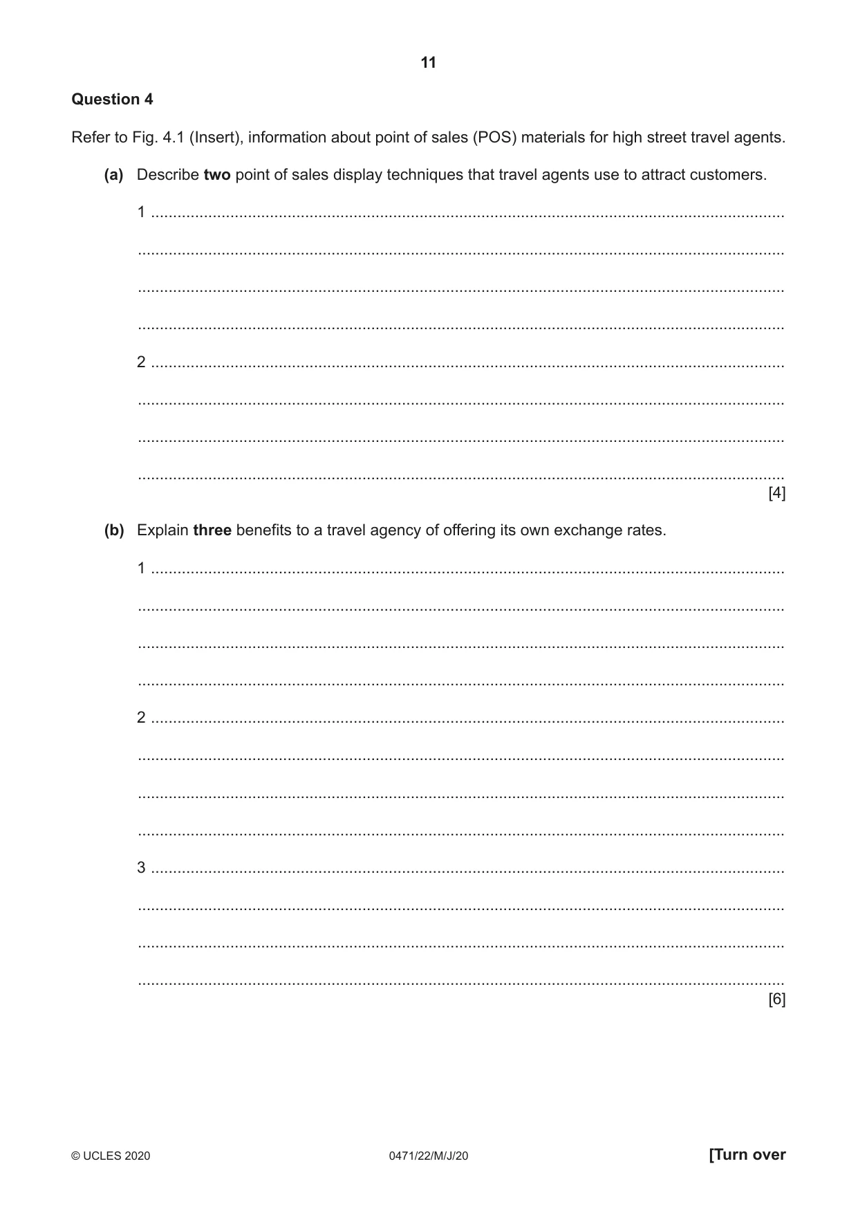 Cambridge IGCSE Travel and Tourism 0471 2020 May/June Paper 2 · Variant 2 question paper, page 11 of 16