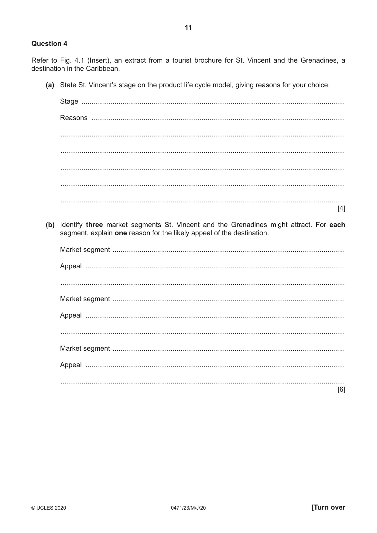 Cambridge IGCSE Travel and Tourism 0471 2020 May/June Paper 2 · Variant 3 question paper, page 11 of 16