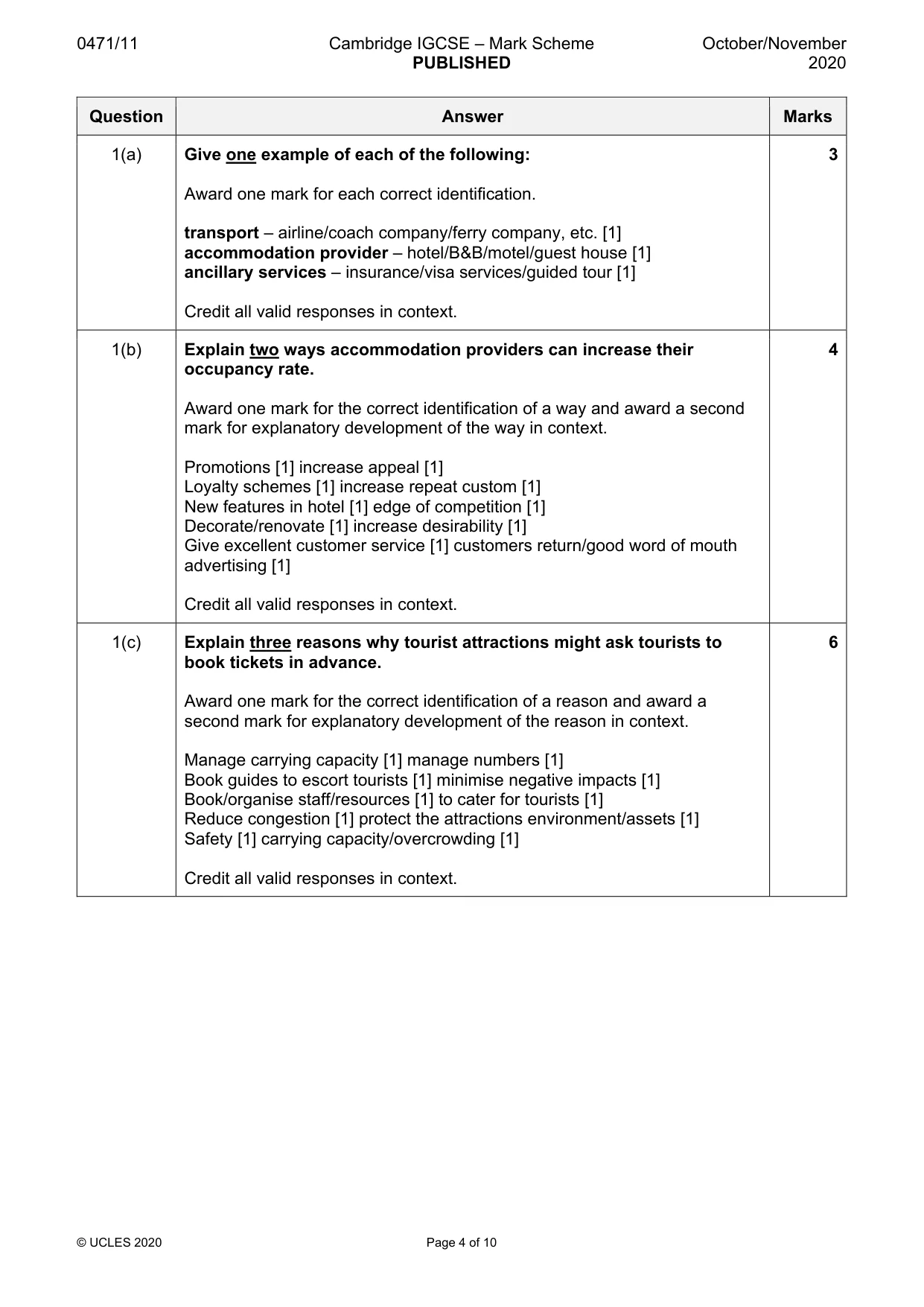 Mark scheme, page 4 of 10