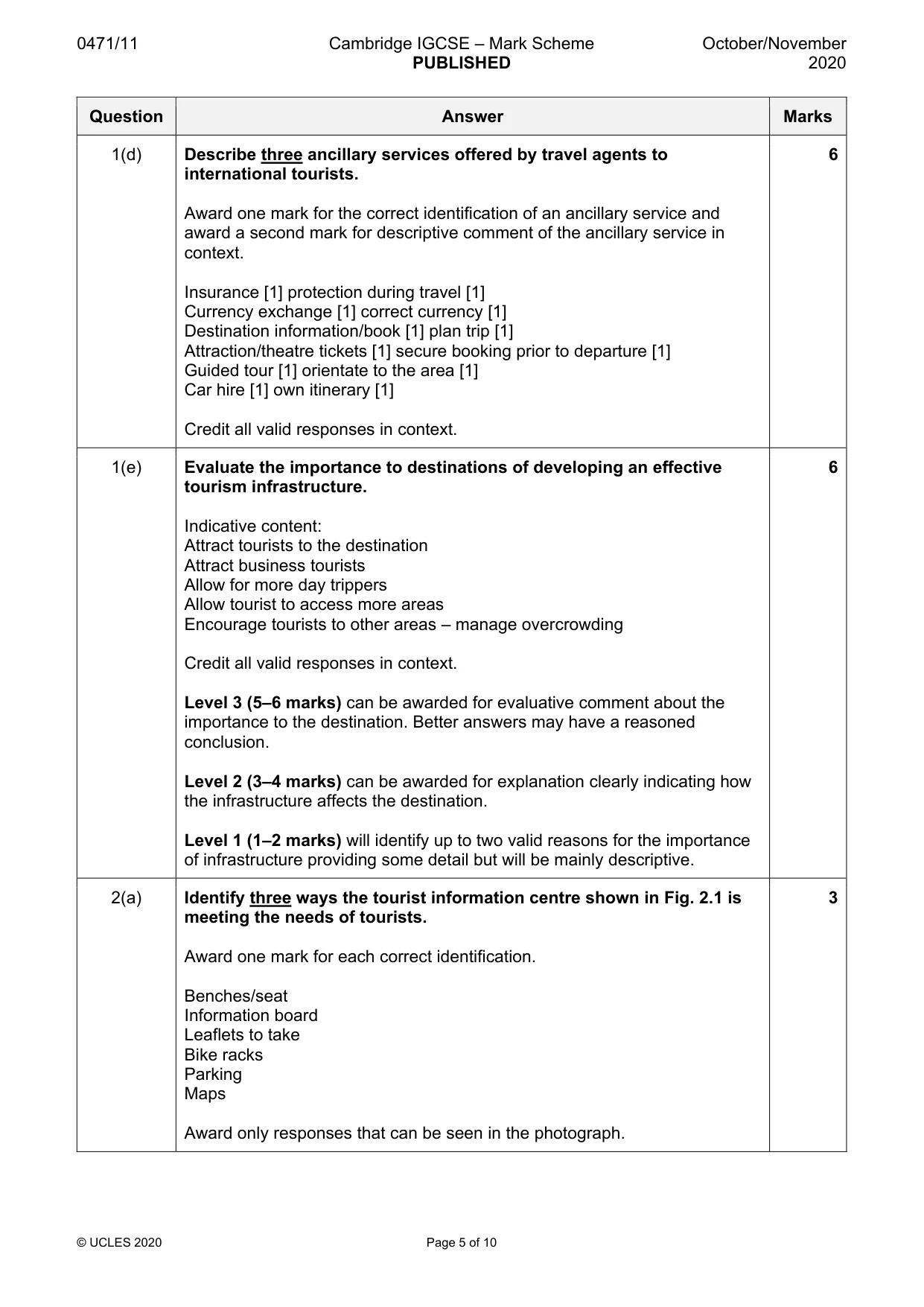 Mark scheme, page 5 of 10