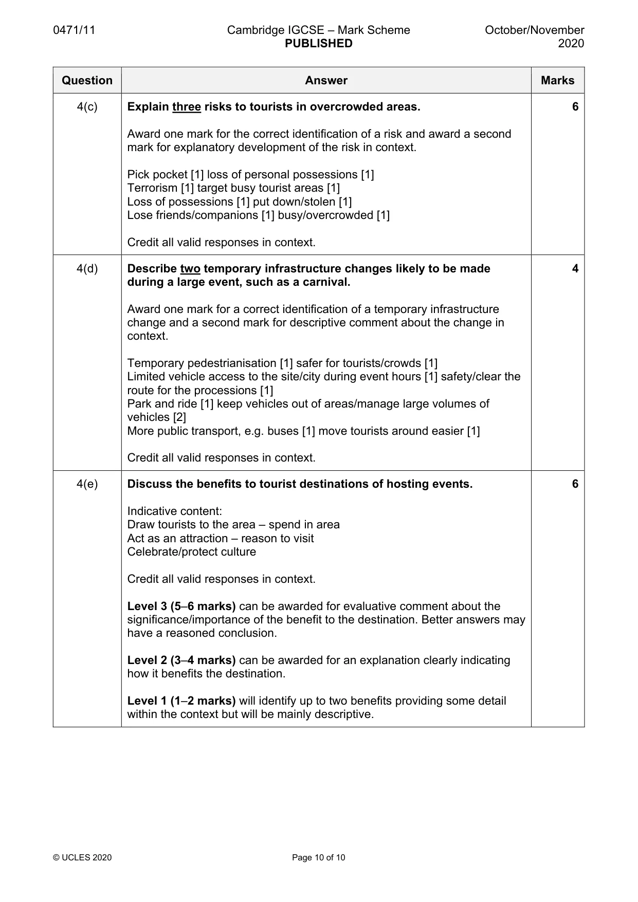 Mark scheme, page 10 of 10