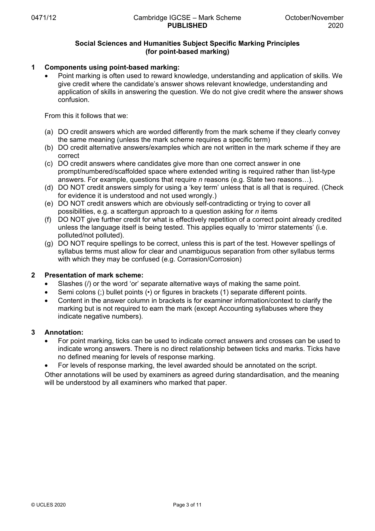 Mark scheme, page 3 of 11