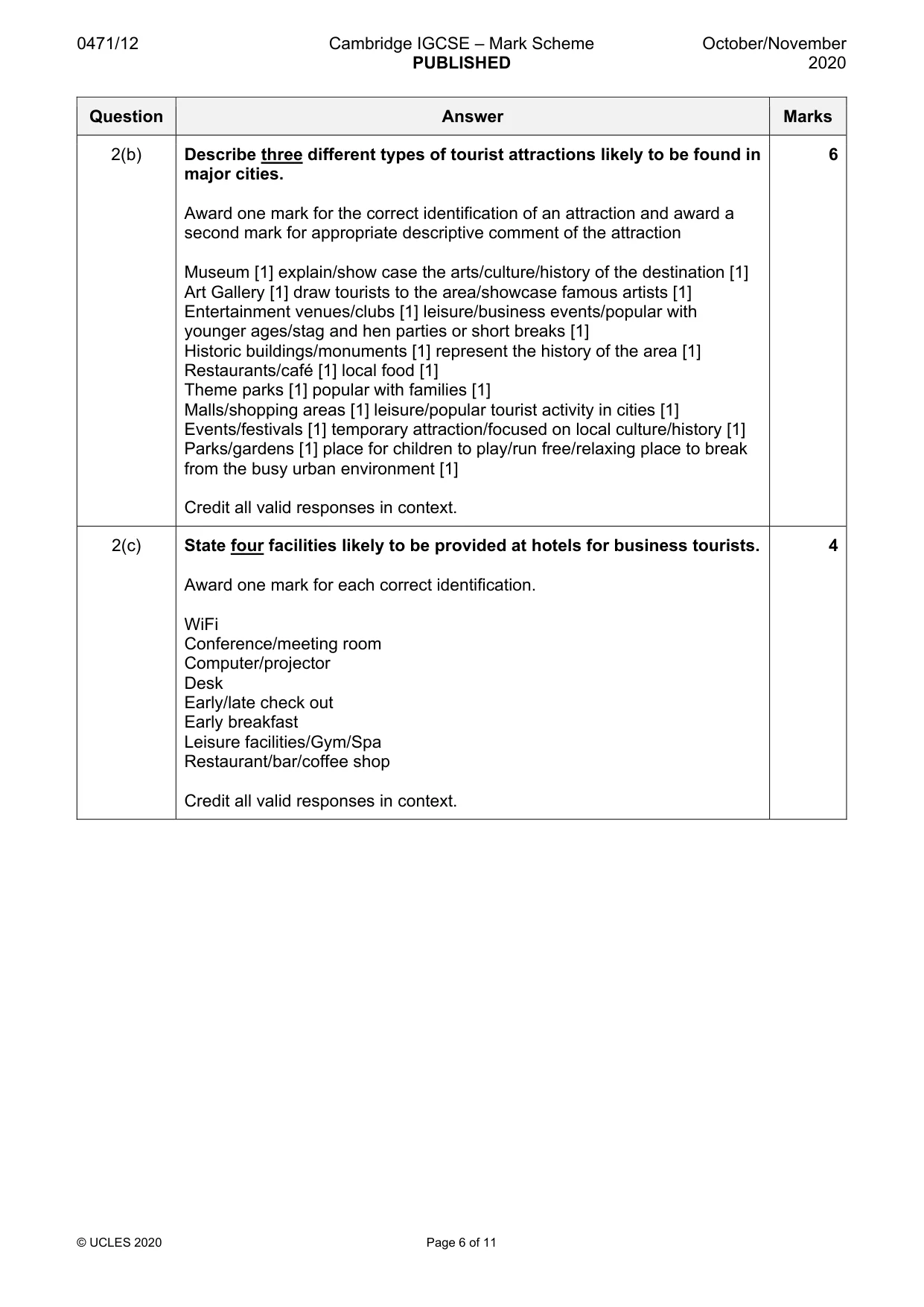 Mark scheme, page 6 of 11