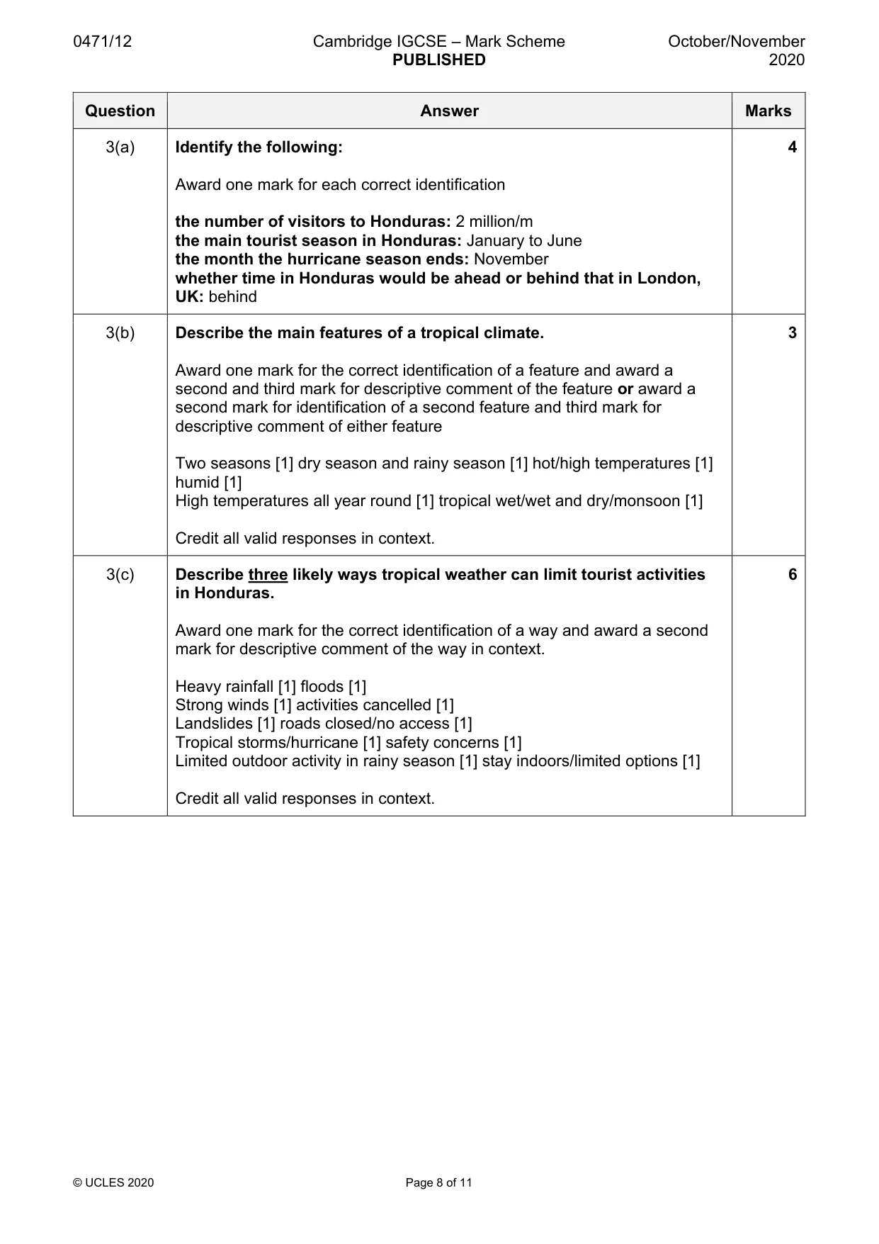 Mark scheme, page 8 of 11