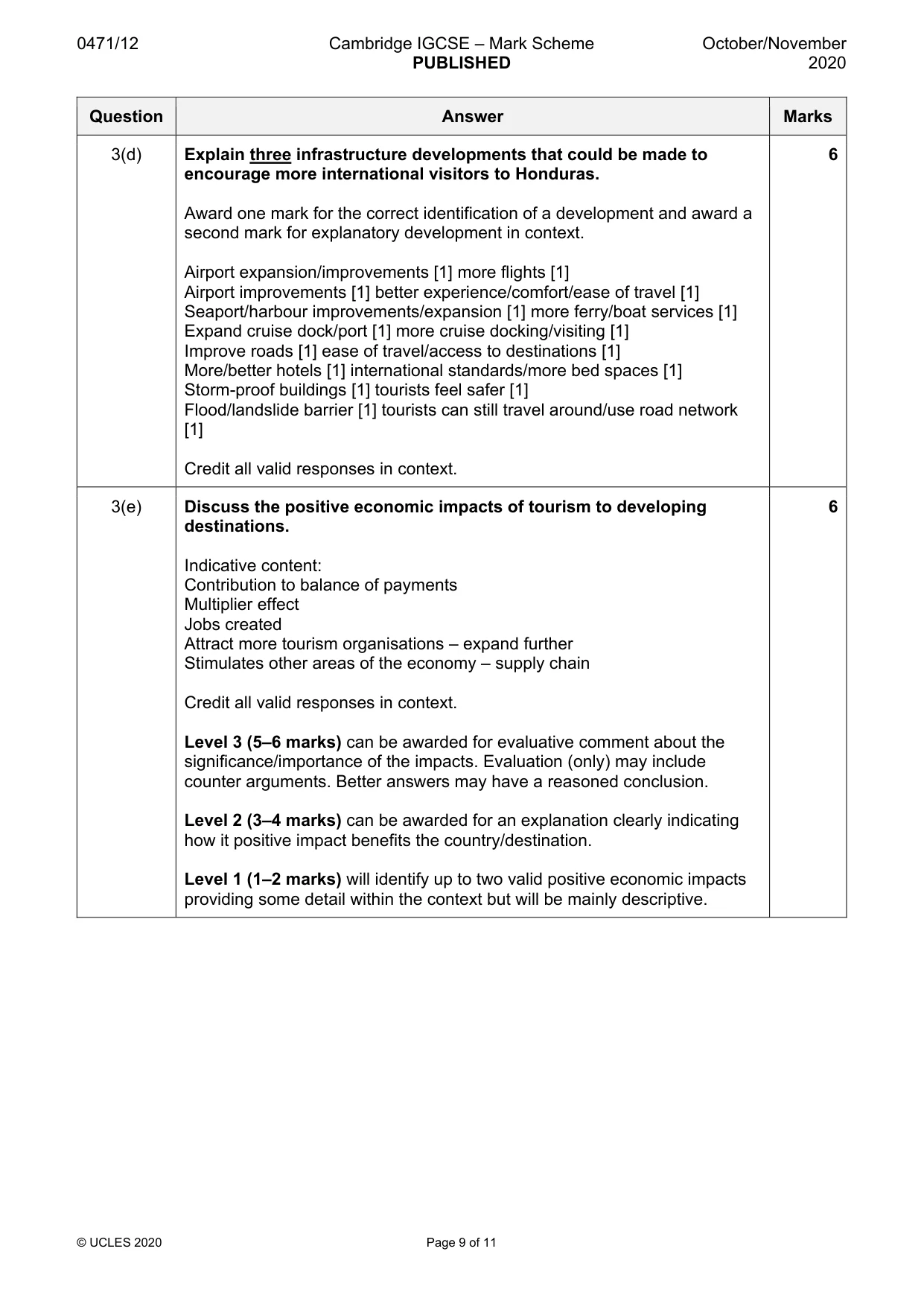 Mark scheme, page 9 of 11