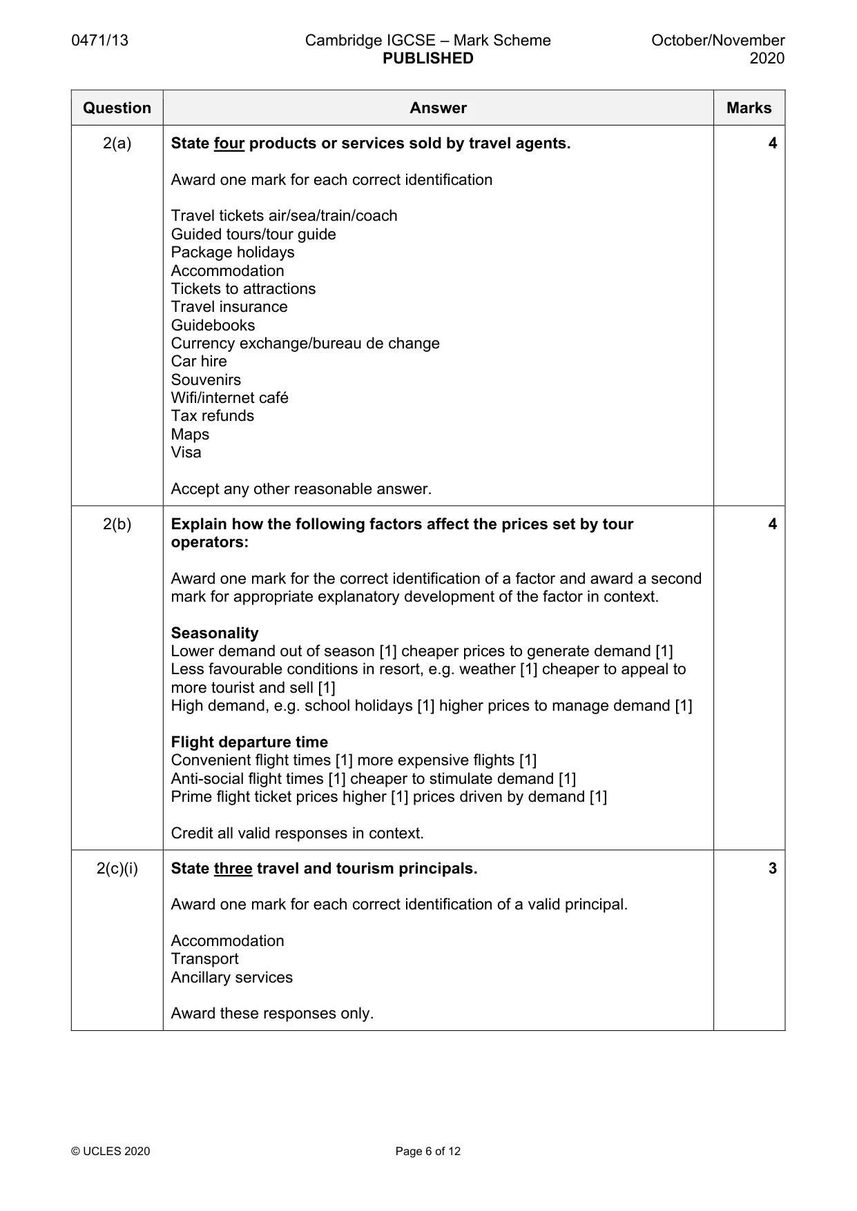 Mark scheme, page 6 of 12