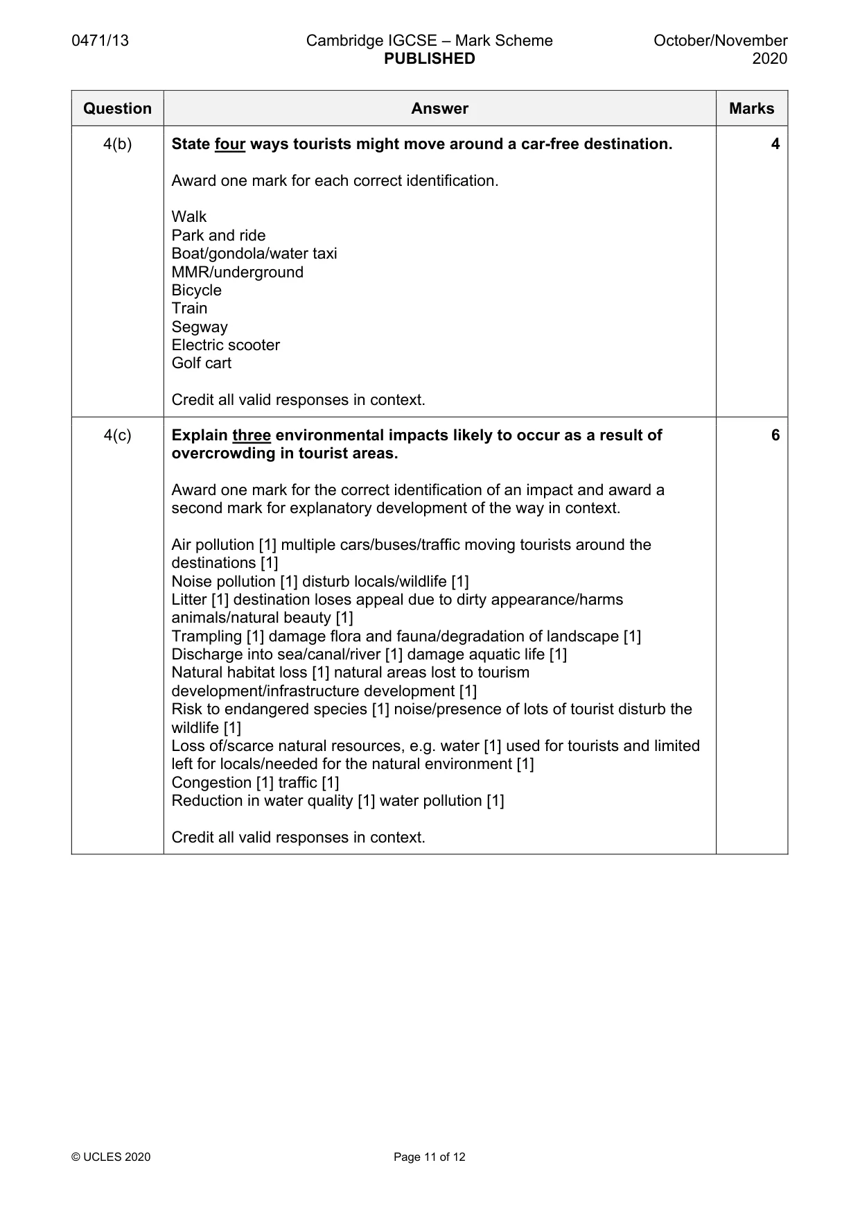 Mark scheme, page 11 of 12