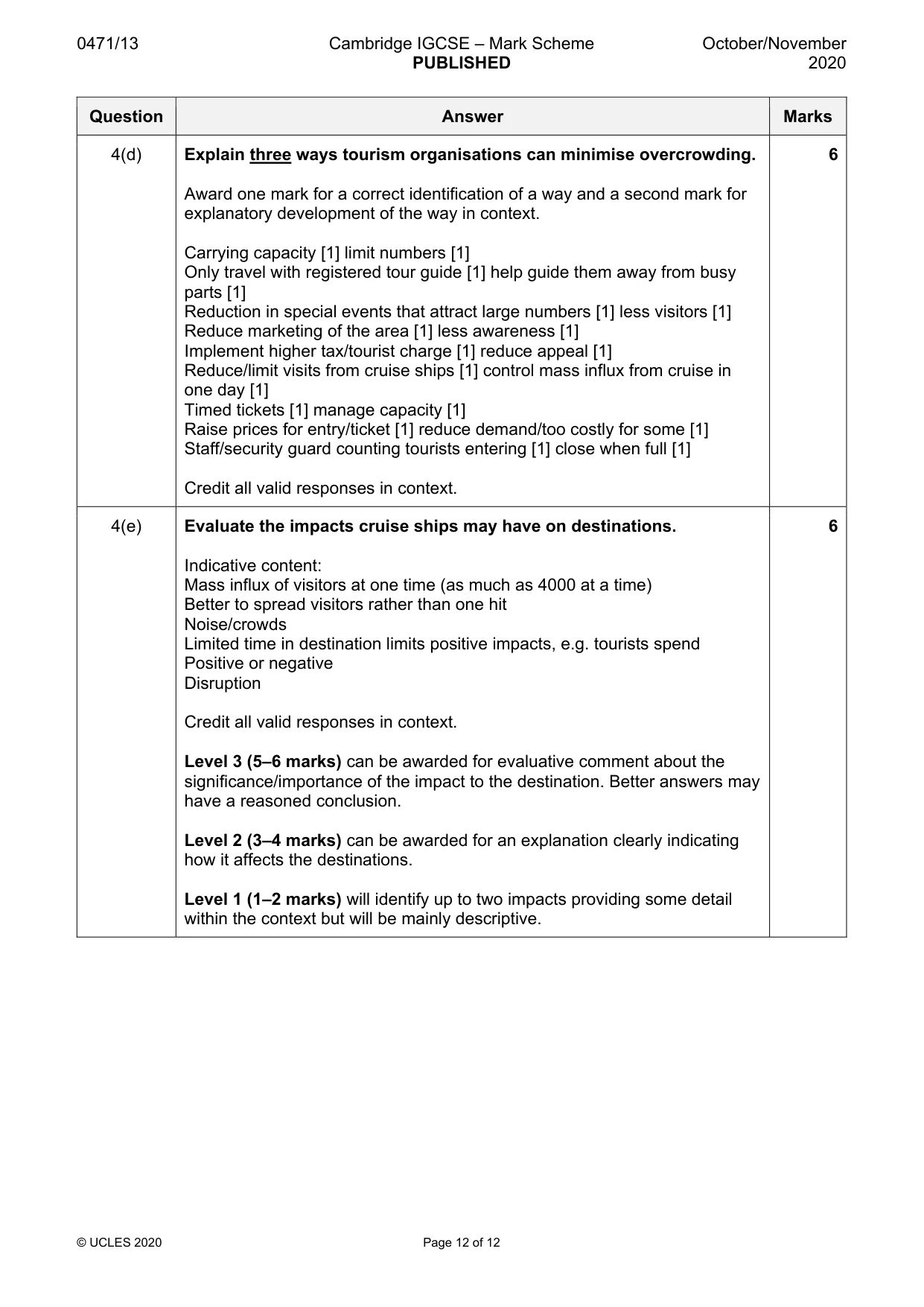 Mark scheme, page 12 of 12