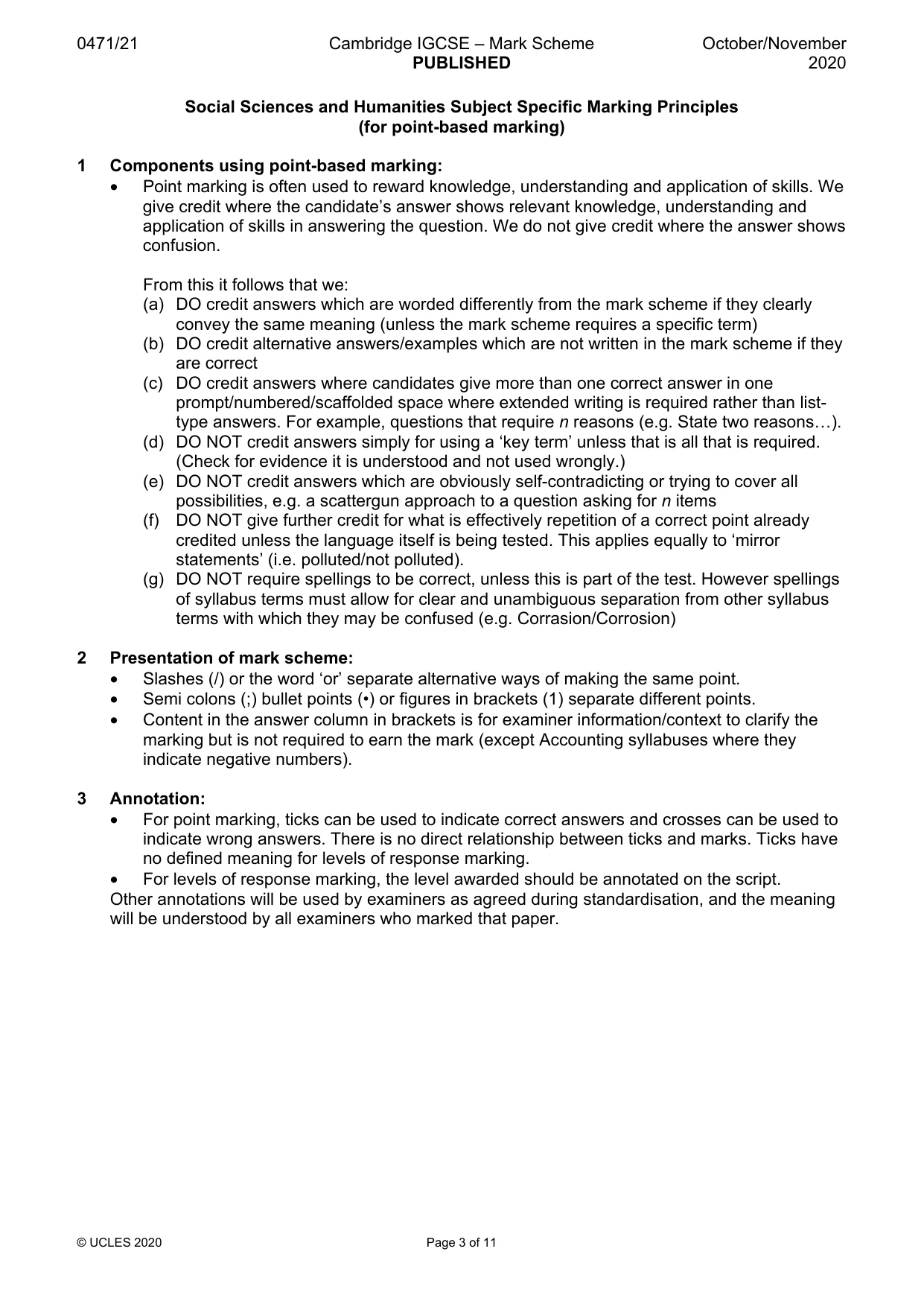 Mark scheme, page 3 of 11
