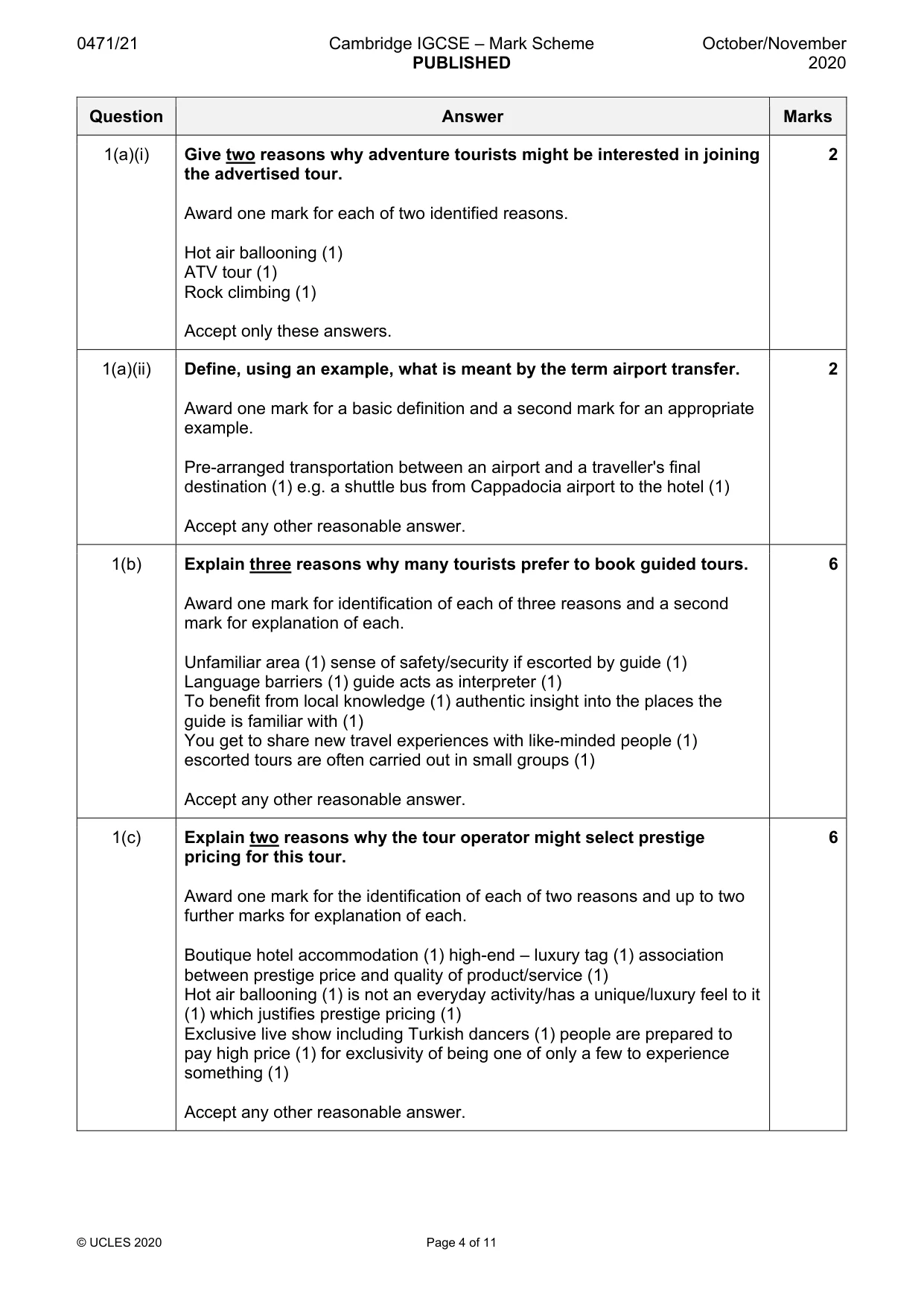 Mark scheme, page 4 of 11